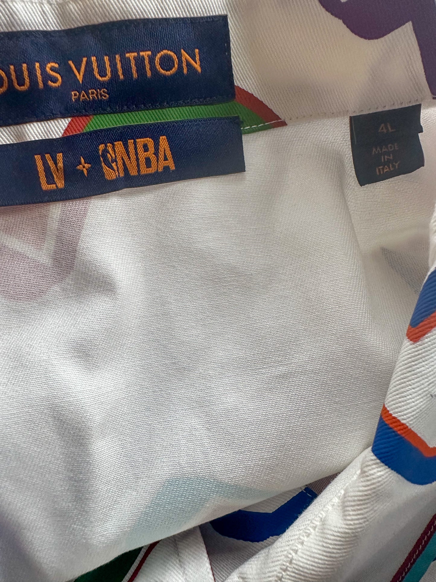 Louis Vuitton NBA White Multicolor Letters Button Up Shirt