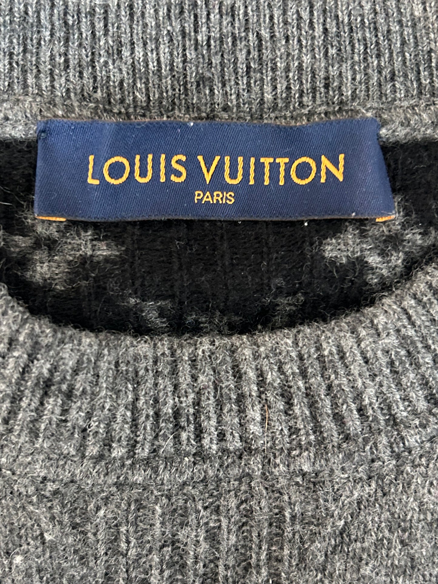 Louis Vuitton Grey & Black Monogram Cashmere Sweater