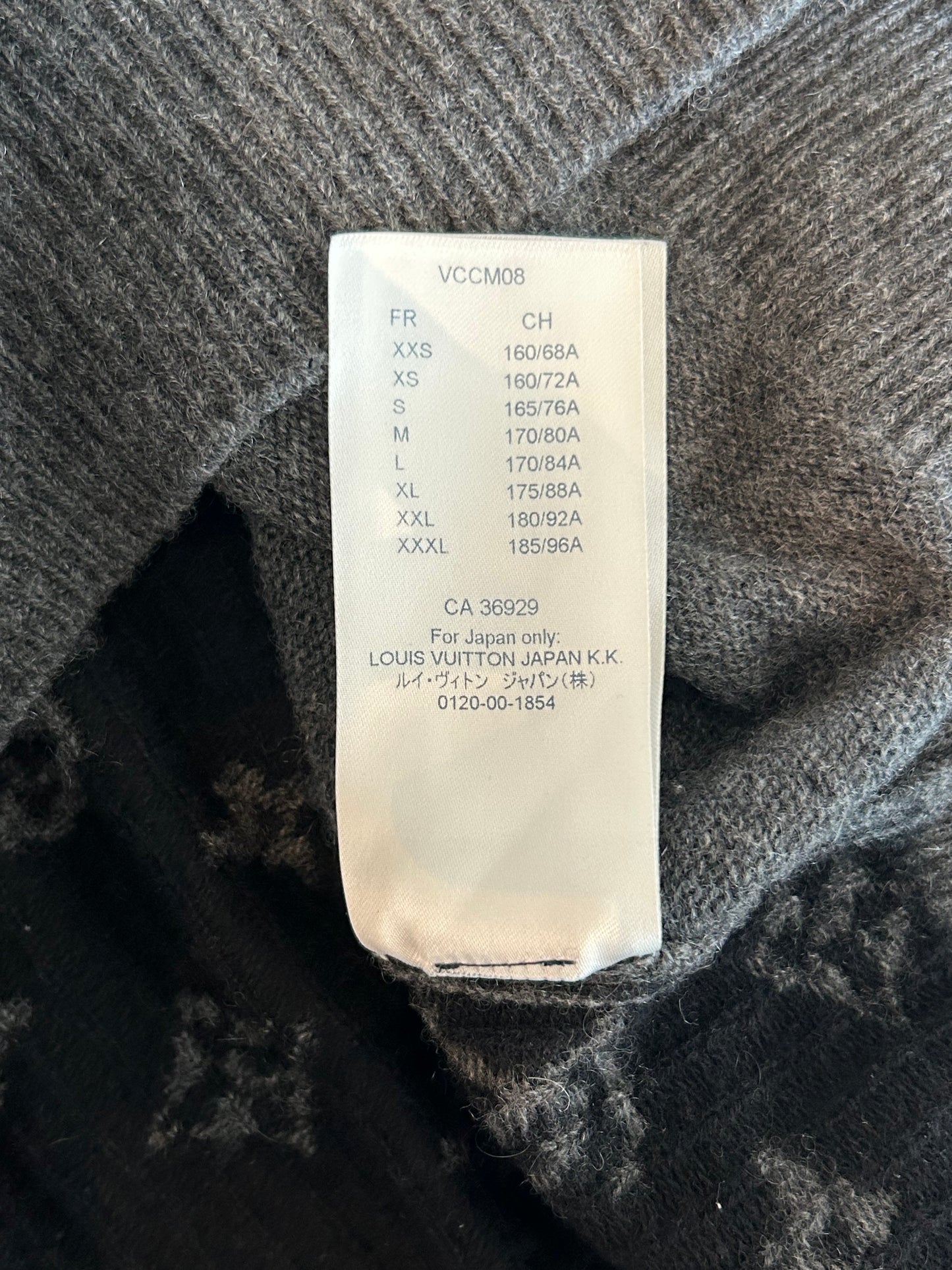 Louis Vuitton Grey & Black Monogram Cashmere Sweater