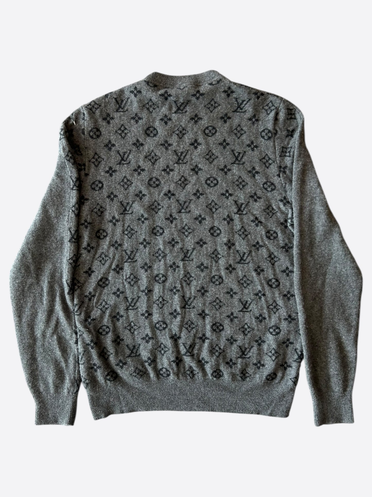 Louis Vuitton Grey & Black Monogram Cashmere Sweater