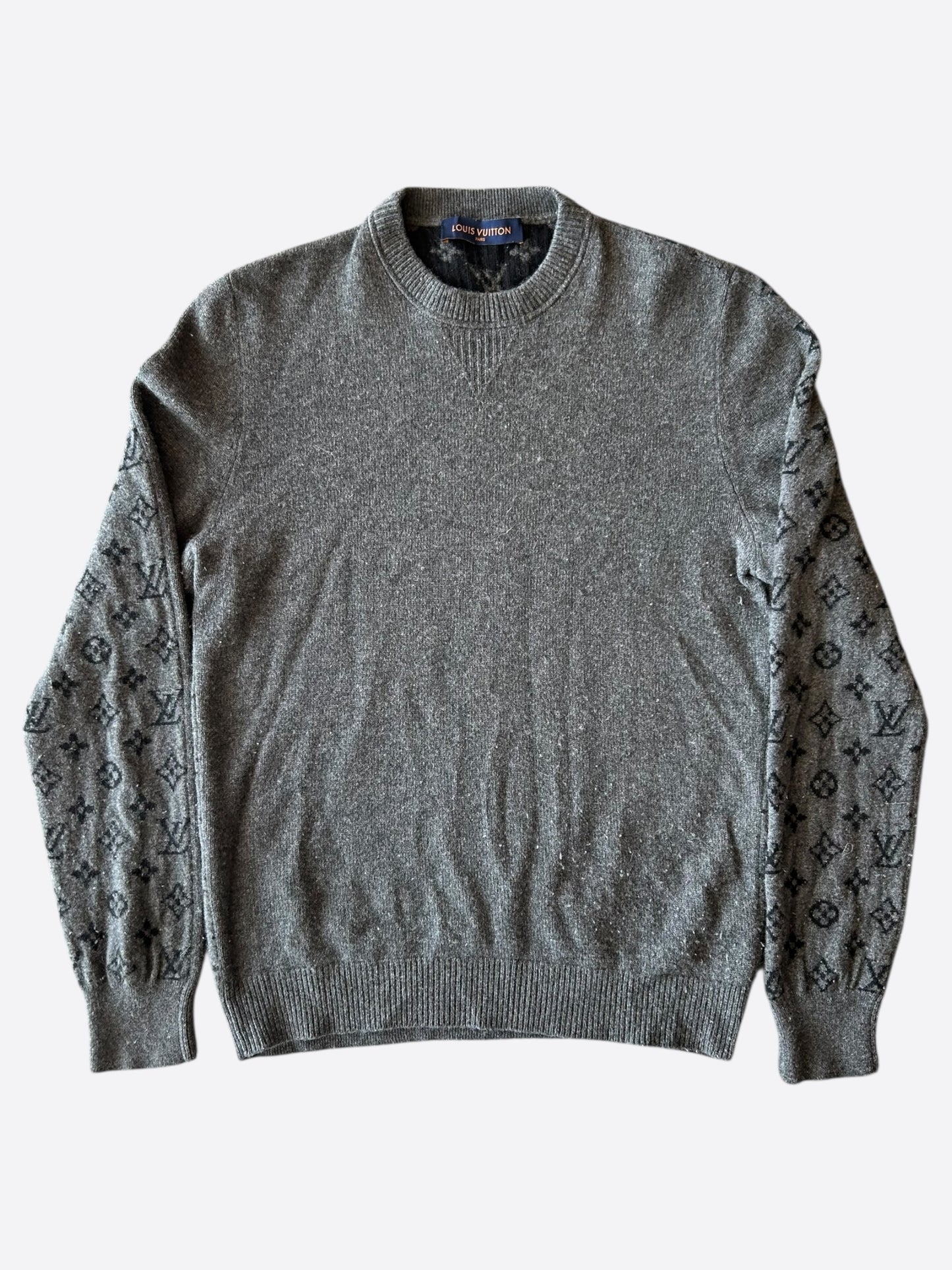 Louis Vuitton Grey & Black Monogram Cashmere Sweater
