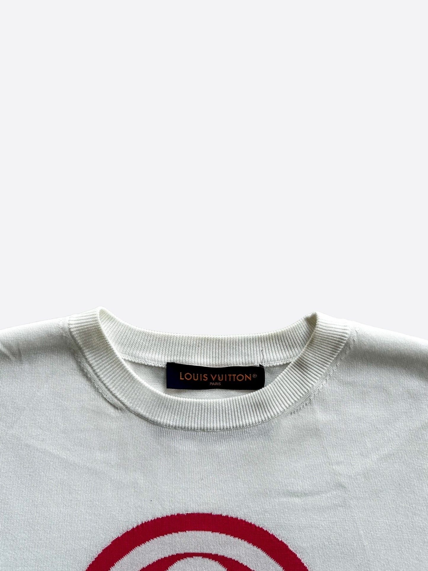 Louis Vuitton White & Pink Flower Logo Intarsia T-Shirt