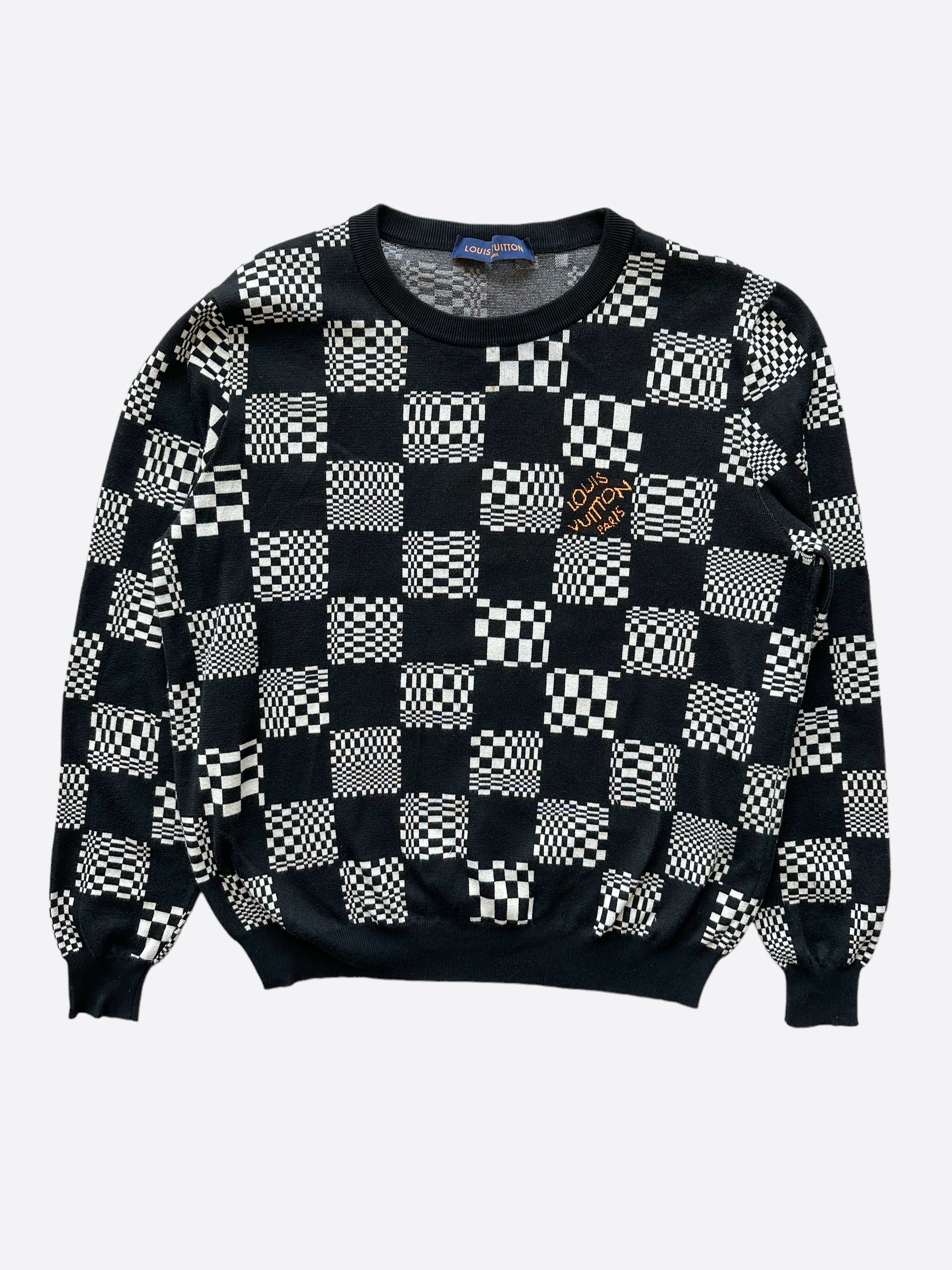 lv black and white sweater
