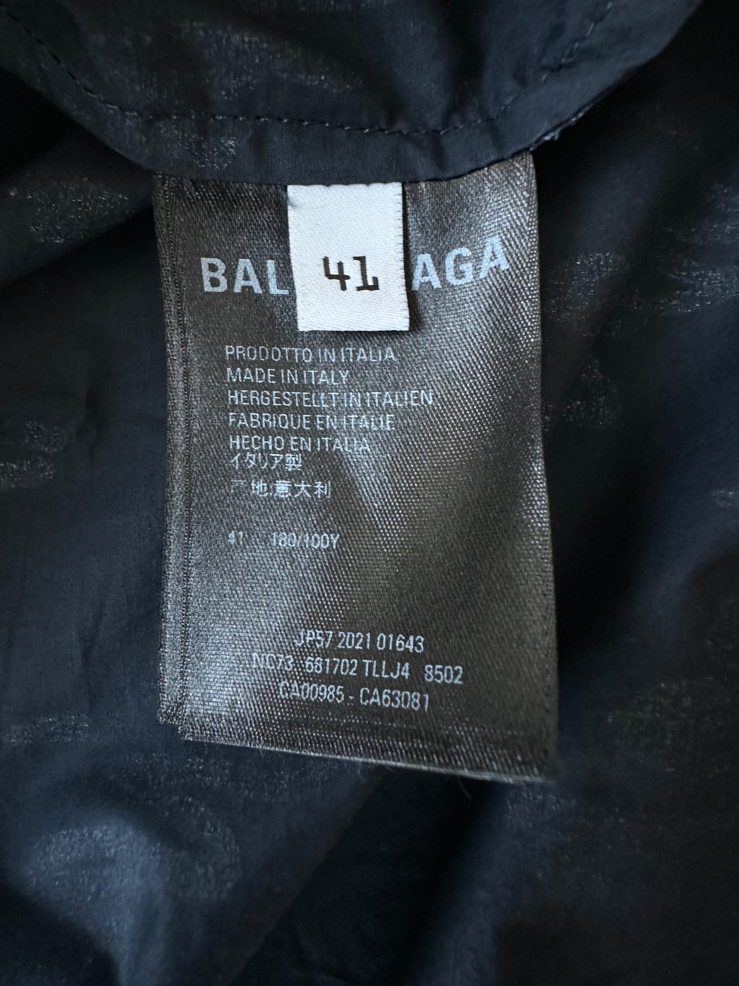 Balenciaga Navy & White Script Logo Button Up Shirt