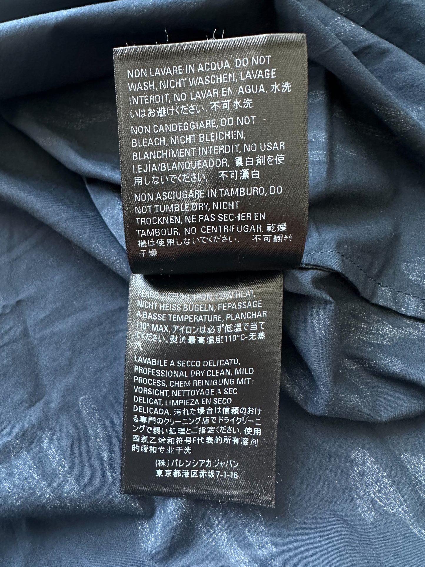 Balenciaga Navy & White Script Logo Button Up Shirt