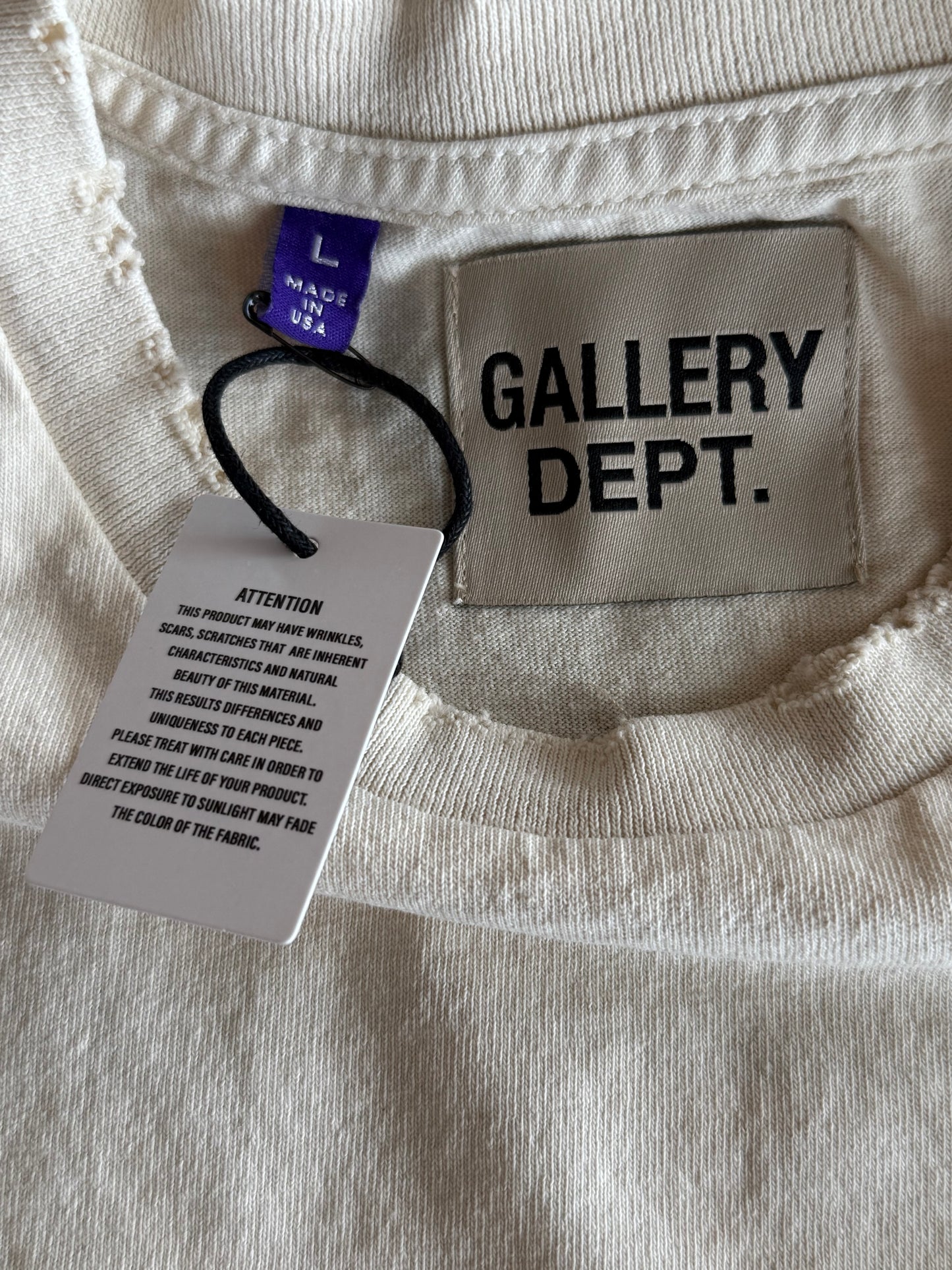 Gallery Dept Antique White ATK Human Robot Glitter Logo T-Shirt