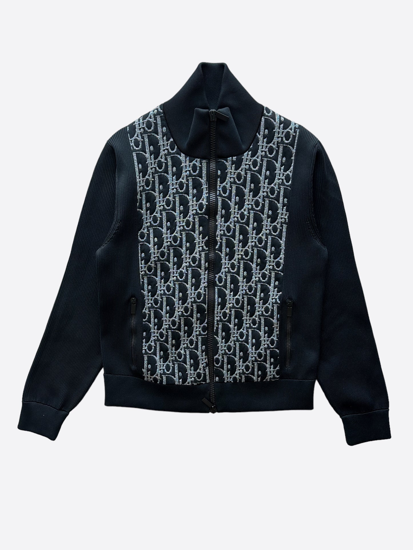 Dior Black & White Oblique Zip Up Jacket