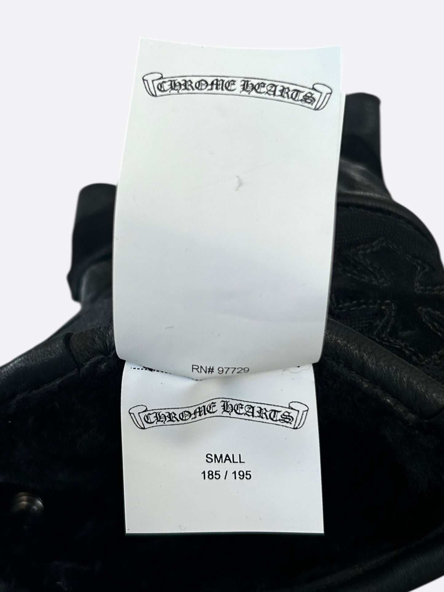 Chrome Hearts Black Leather Cross Patch Gloves