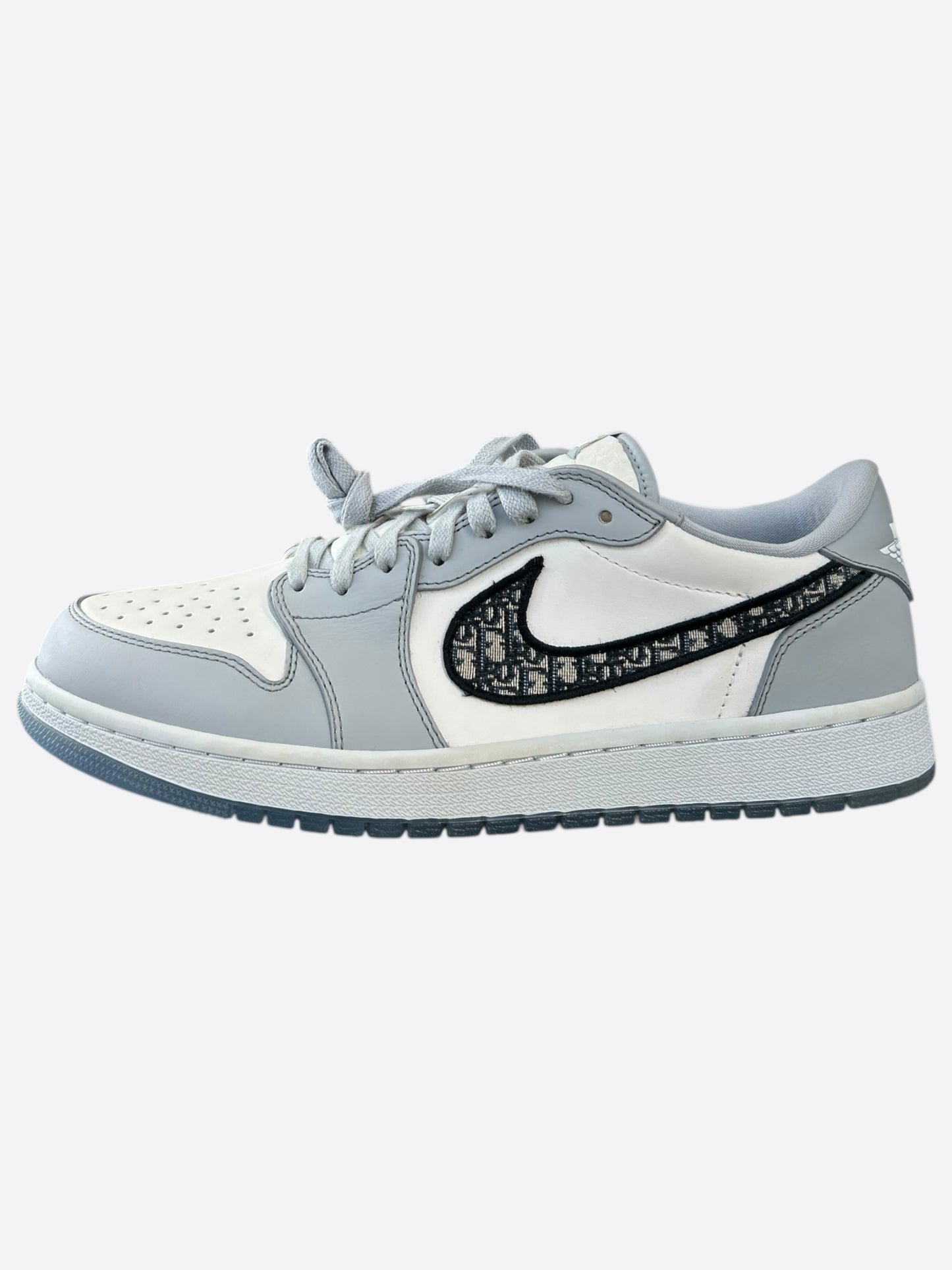 Dior Air Jordan Grey & White Oblique Low Top Sneakers