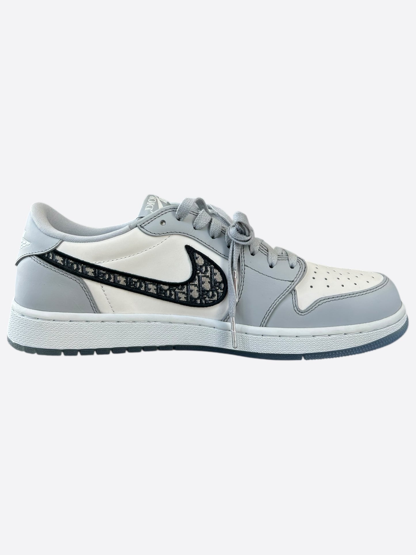 Dior Air Jordan Grey & White Oblique Low Top Sneakers