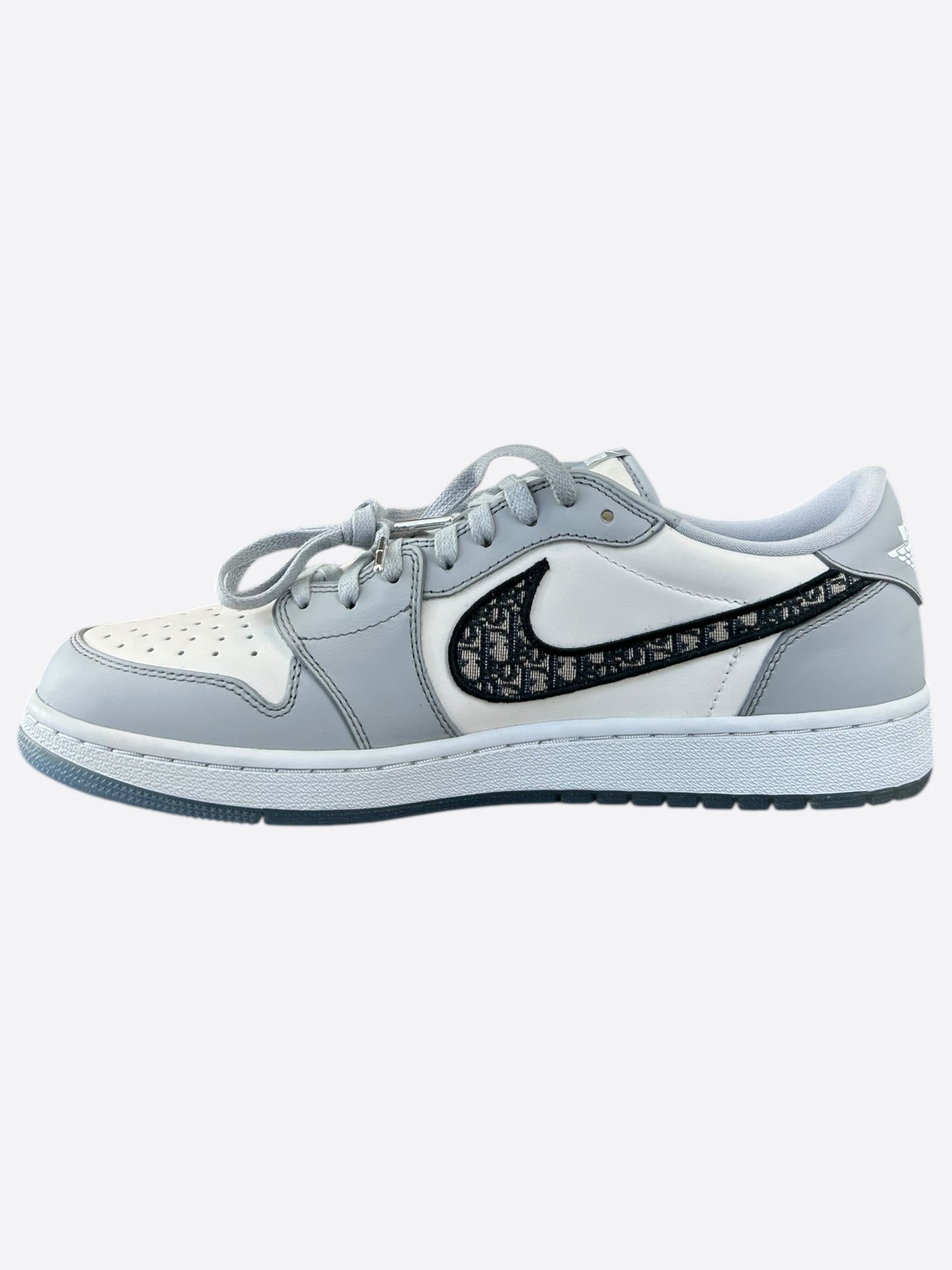 Dior Air Jordan Grey & White Oblique Low Top Sneakers
