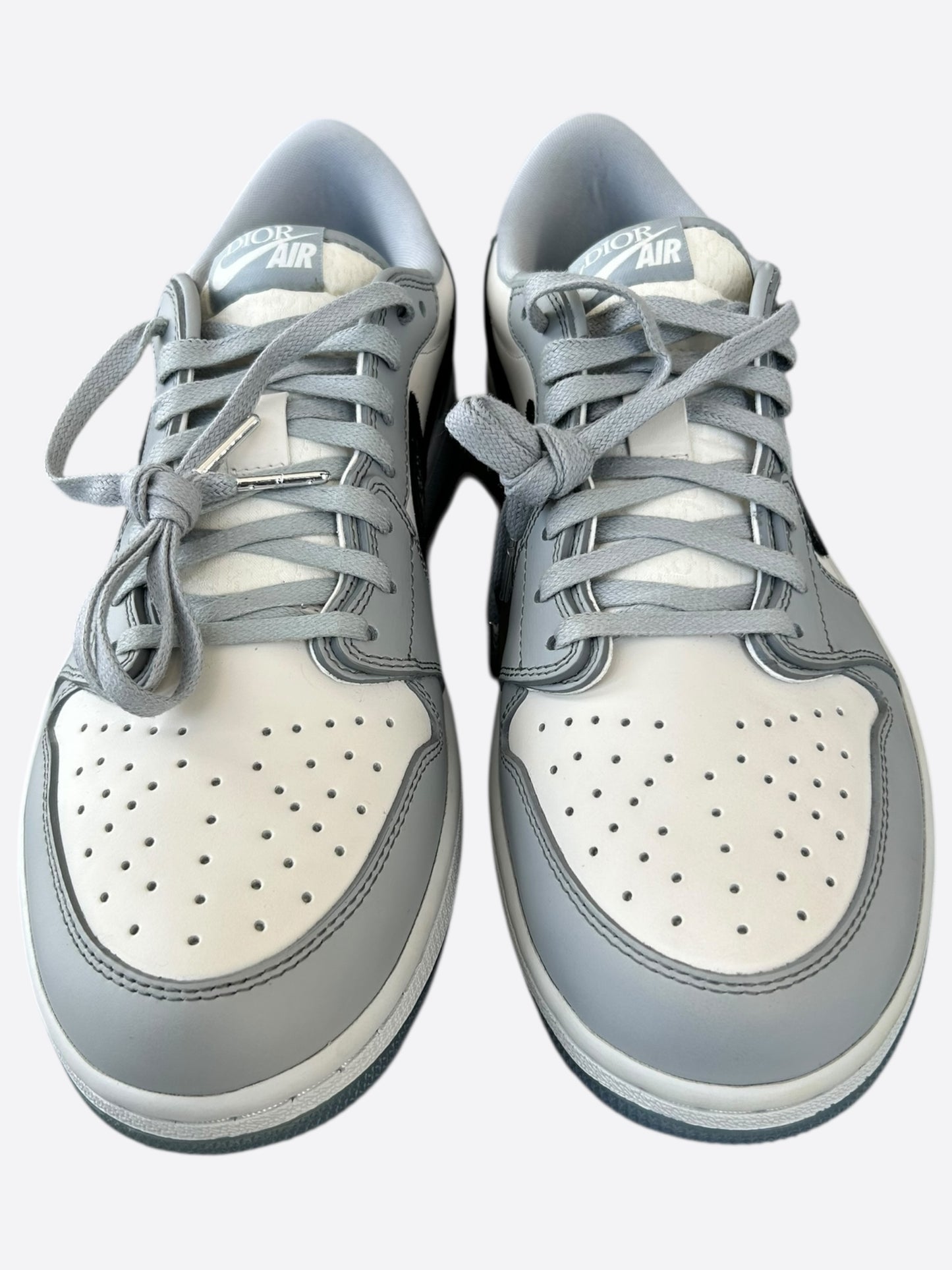 Dior Air Jordan Grey & White Oblique Low Top Sneakers
