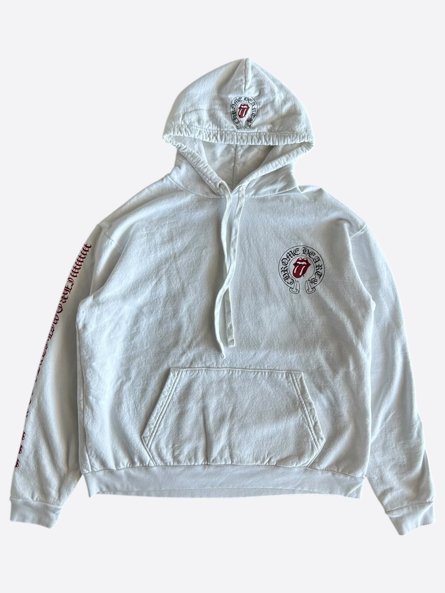 Chrome Hearts Rolling Stones White & Red Horseshoe Logo Hoodie