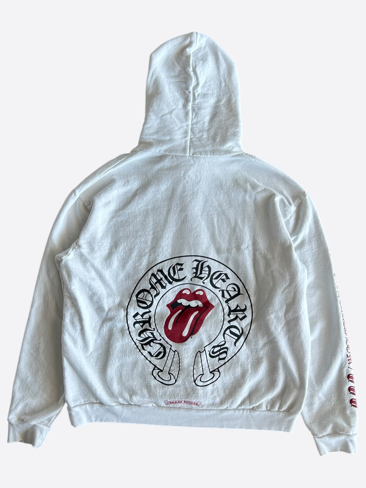 Chrome Hearts Rolling Stones White & Red Horseshoe Logo Hoodie