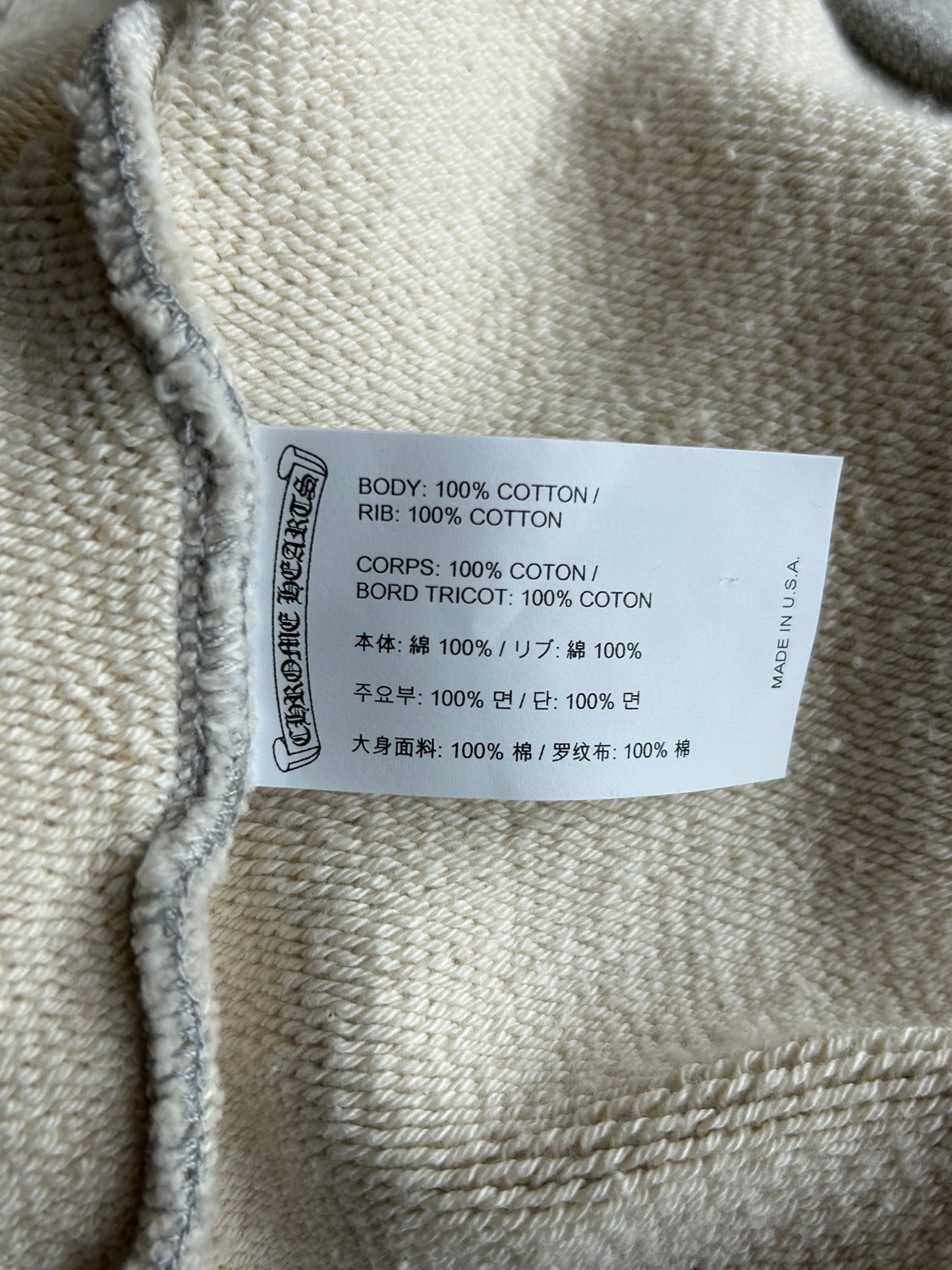 Chrome Hearts Grey & Black Triple Cross CH Logo Embroidered Hoodie