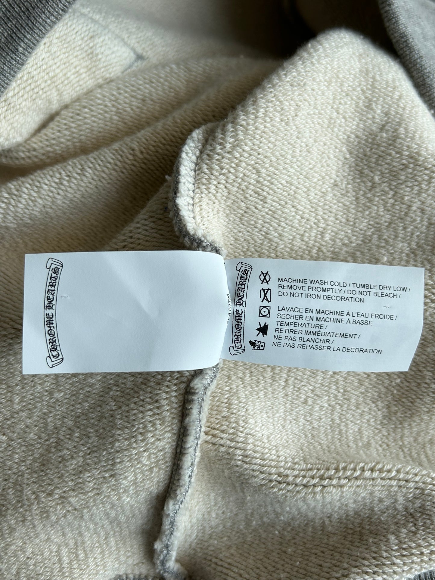 Chrome Hearts Grey & Black Triple Cross CH Logo Embroidered Hoodie