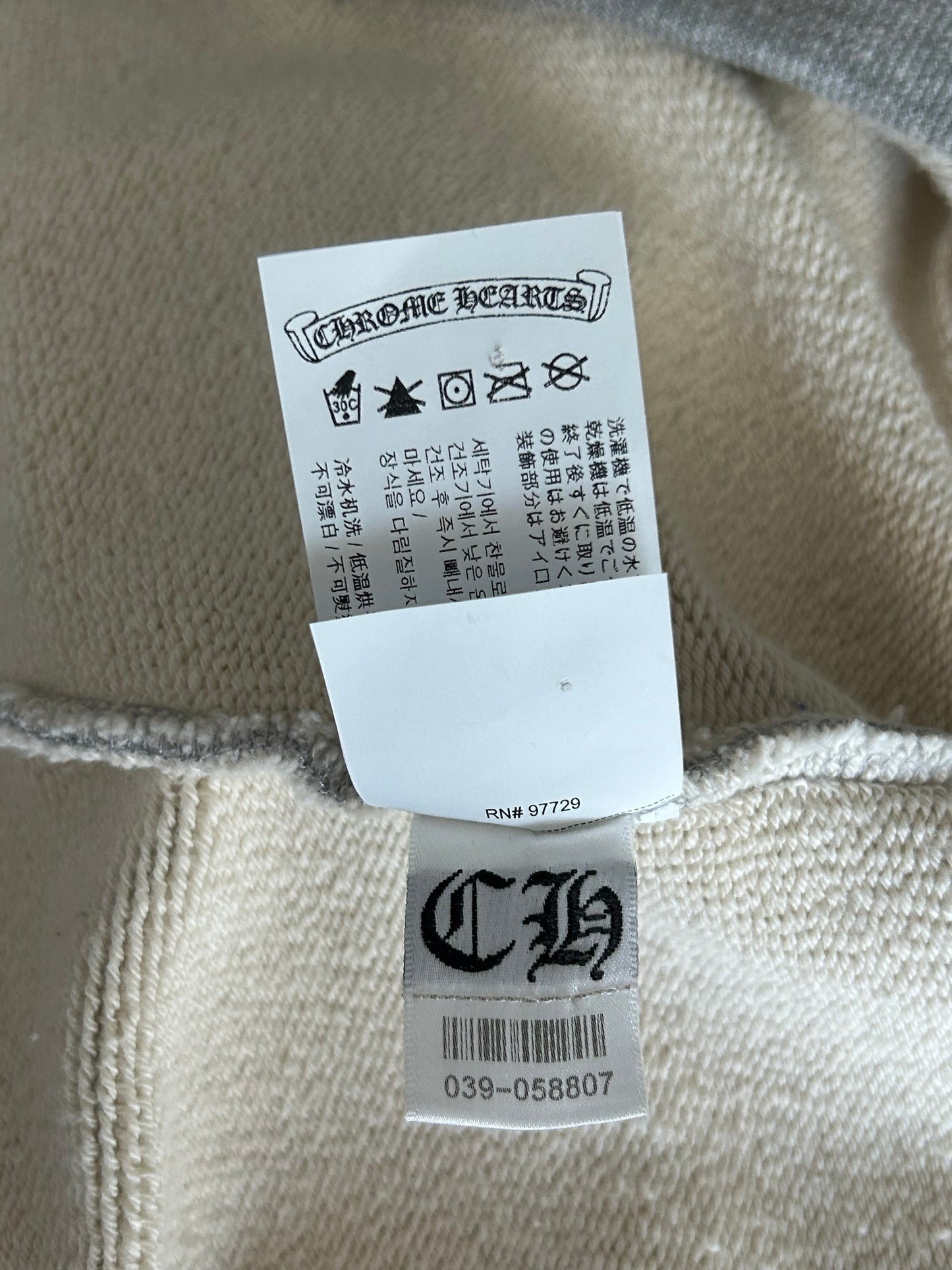 Chrome Hearts Grey & Black Triple Cross CH Logo Embroidered Hoodie