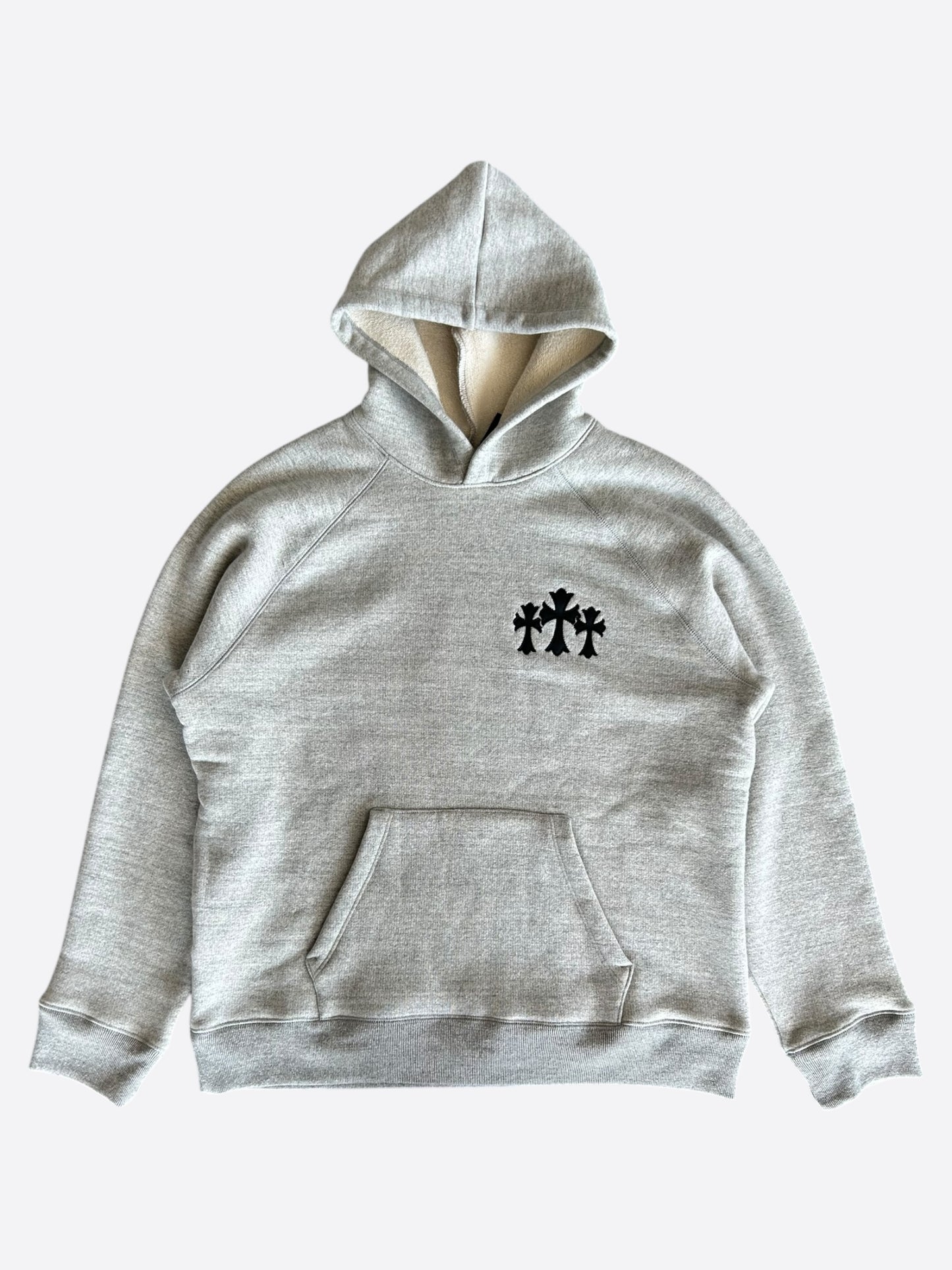 Chrome Hearts Grey & Black Triple Cross CH Logo Embroidered Hoodie