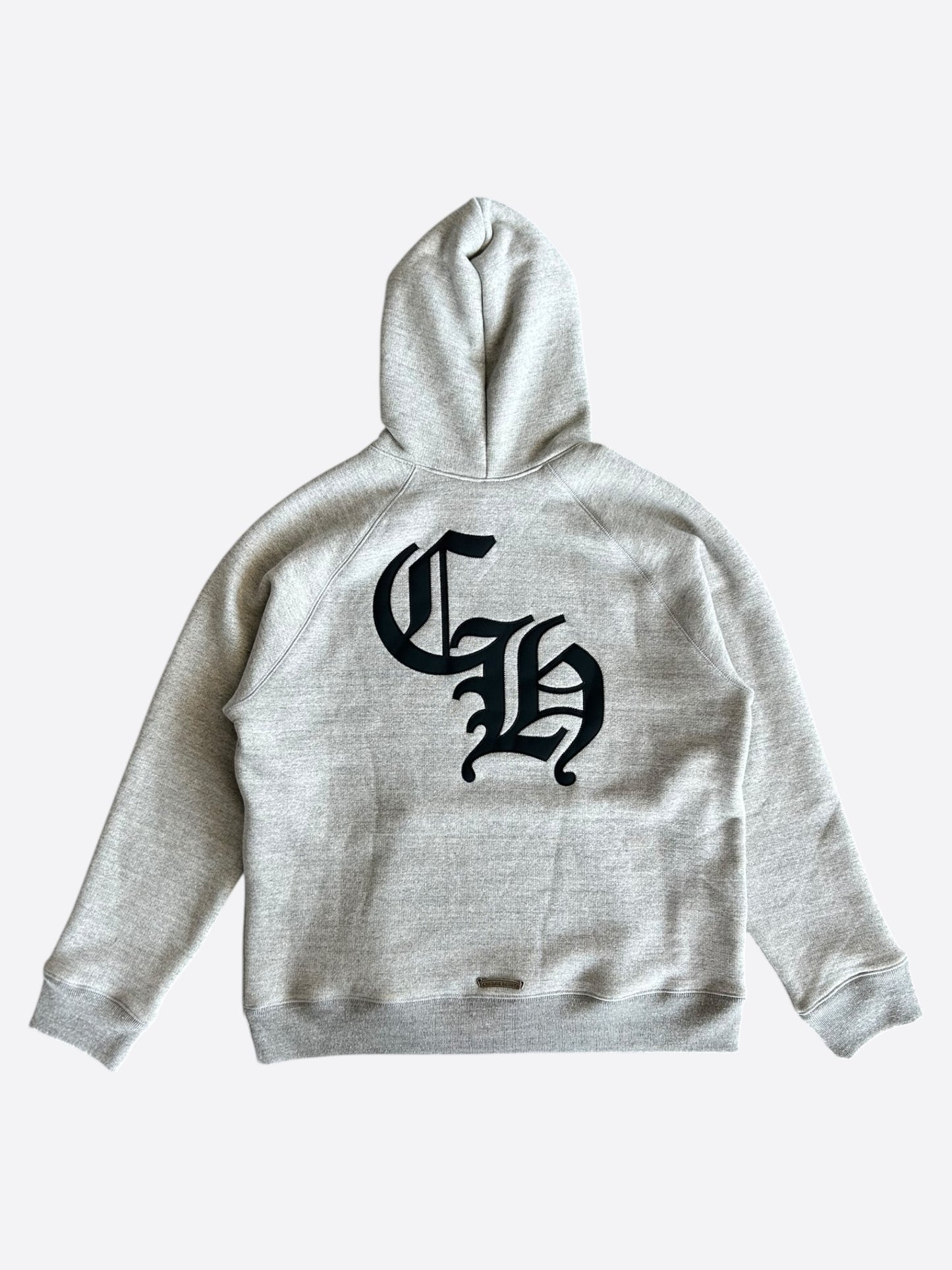 Chrome Hearts Grey & Black Triple Cross CH Logo Embroidered Hoodie