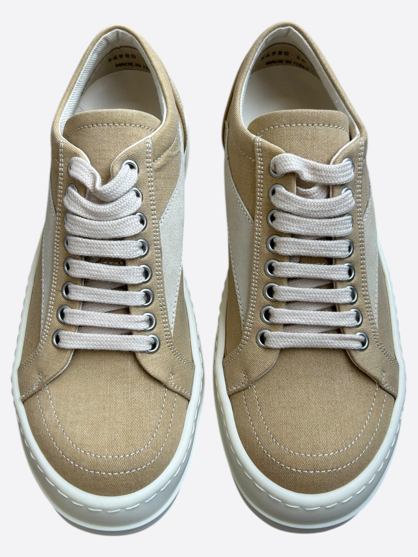 Rick Owens Light Beige & White Vintage Women's Low Top Sneakers