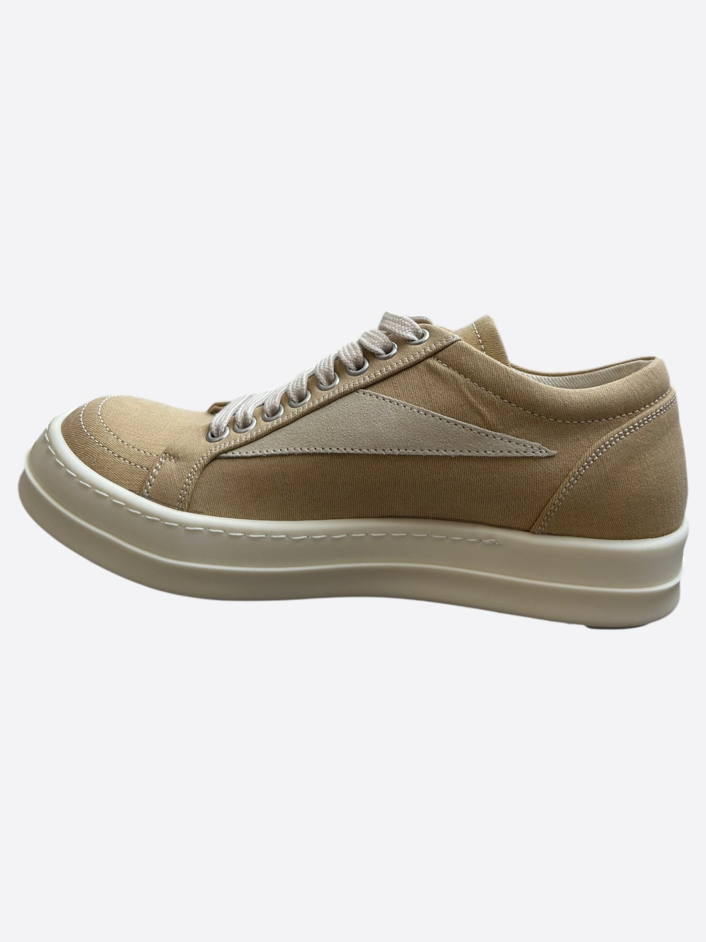 Rick Owens Light Beige & White Vintage Women's Low Top Sneakers