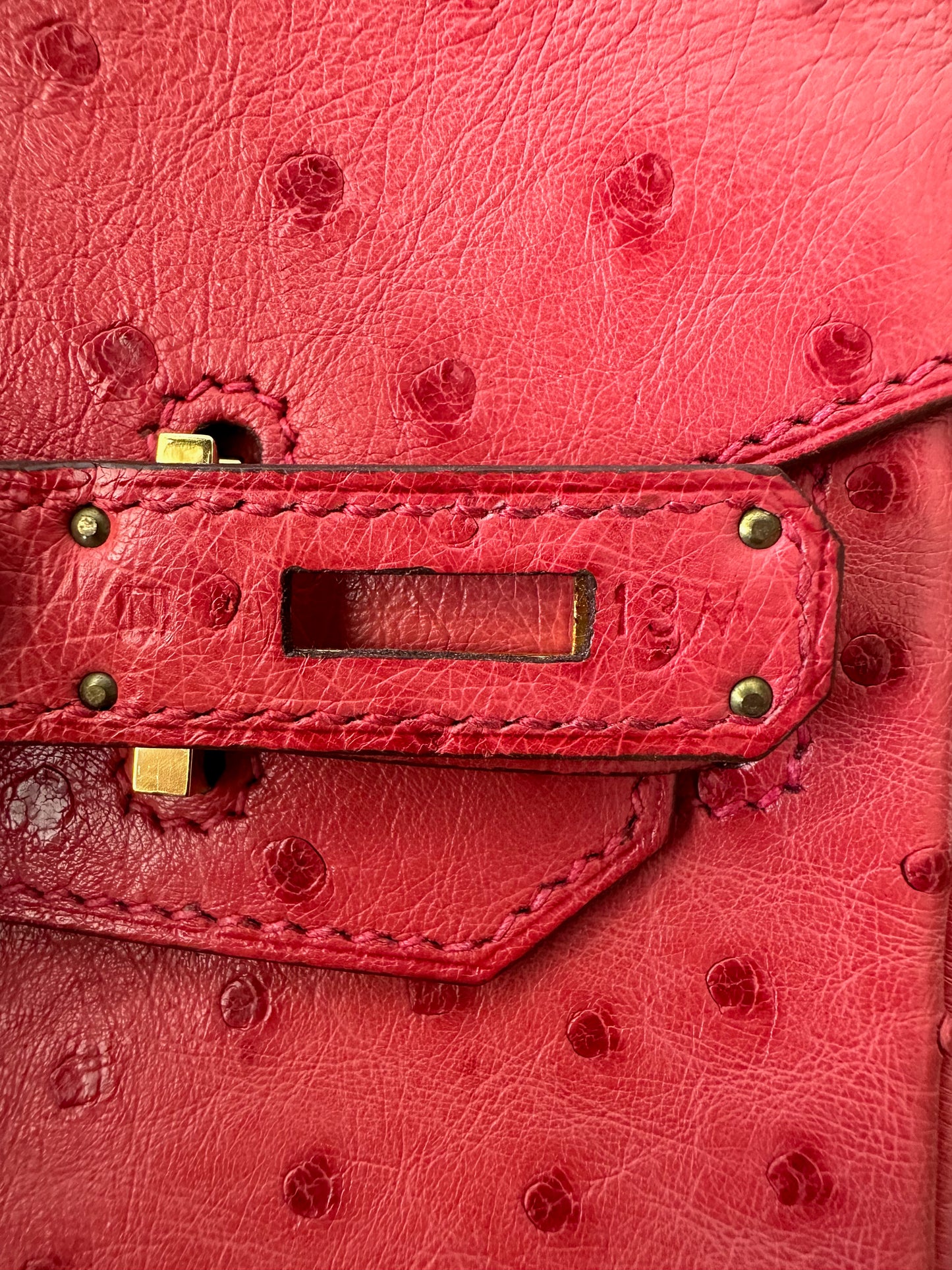 Hermès Red Ostrich Leather Birkin 30