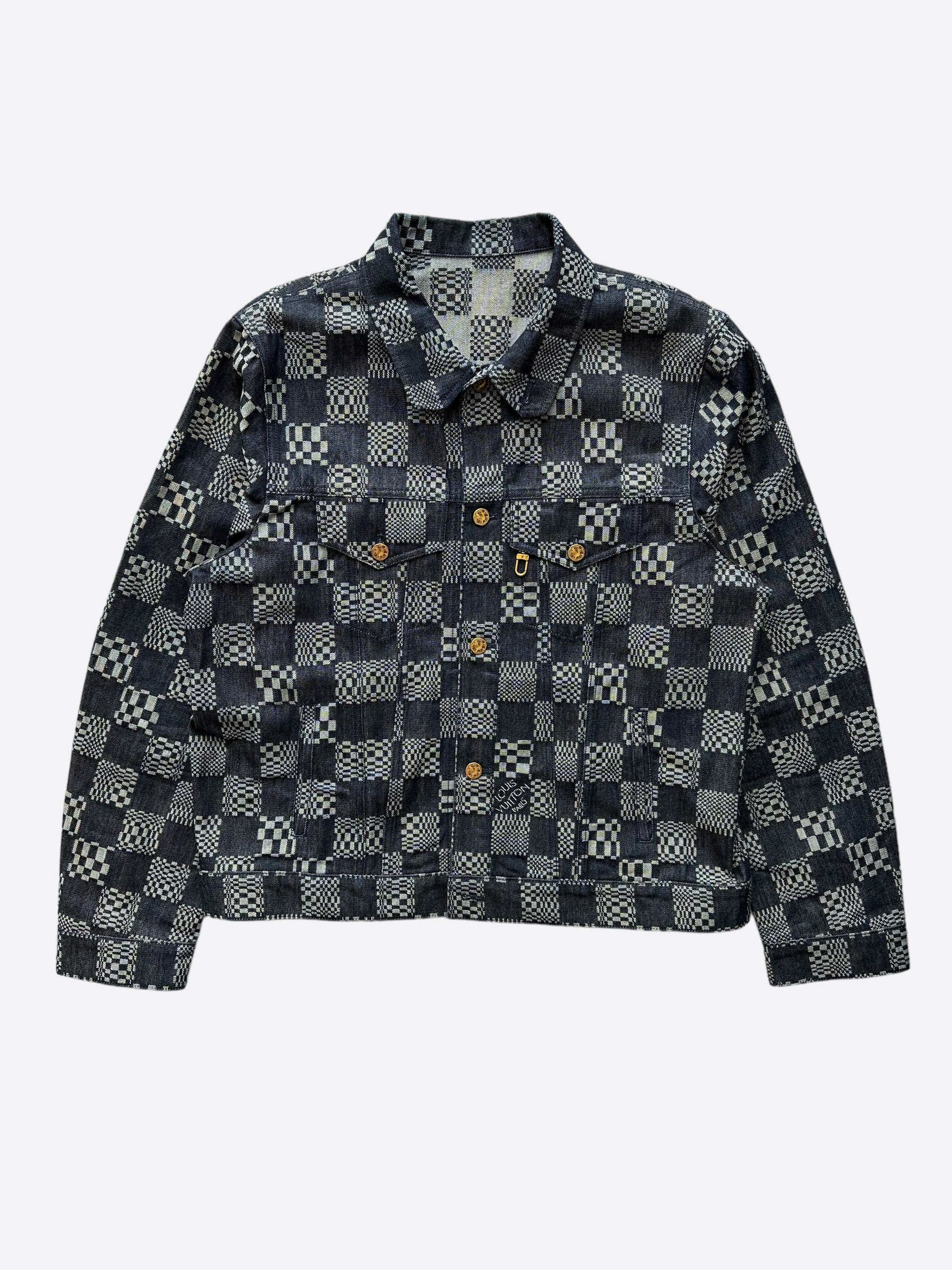 Louis Vuitton Distorted Damier Denim Jacket Indigo. Size 60