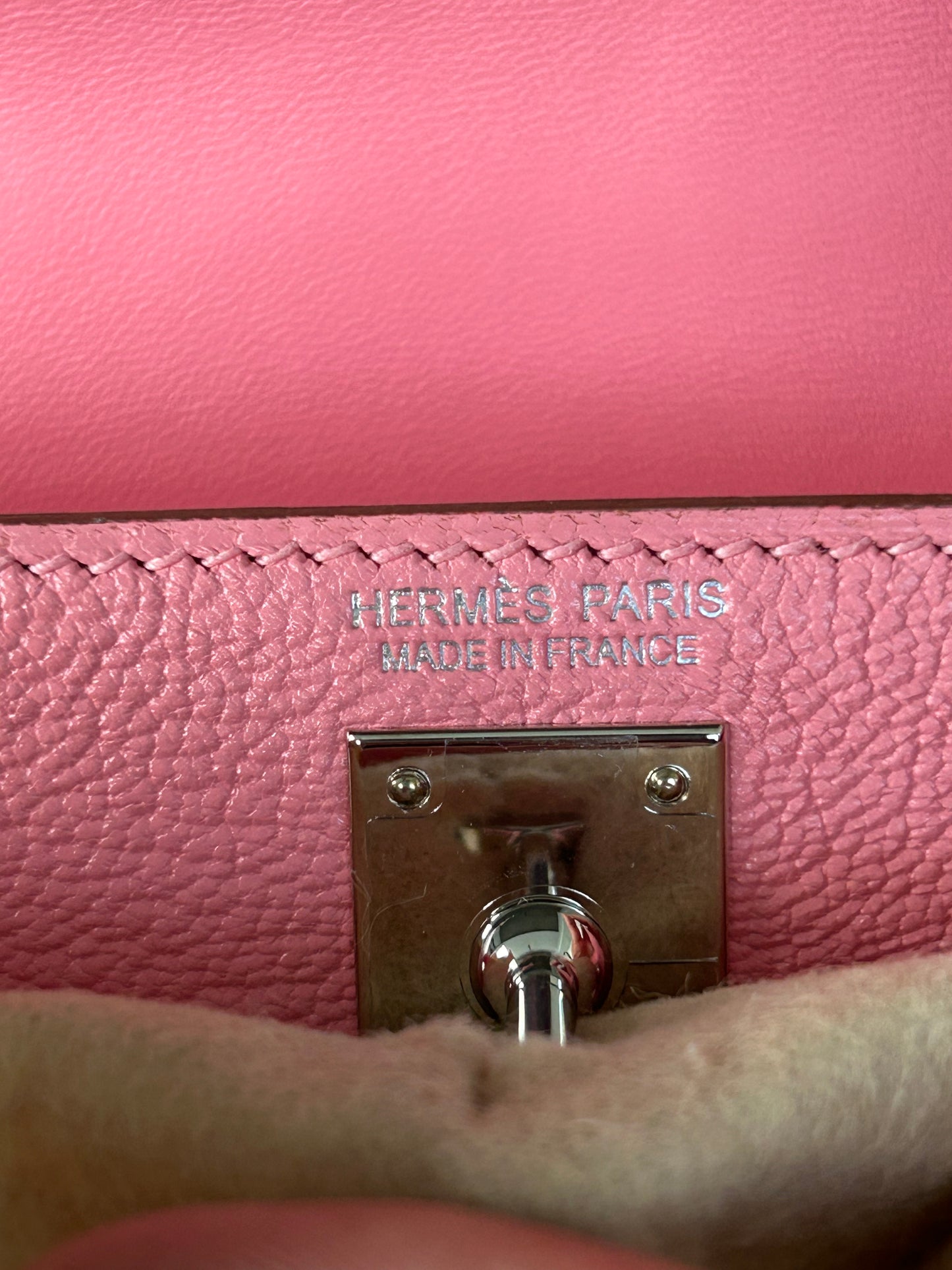 Hermes Pink Lambskin Mini Kelly 20