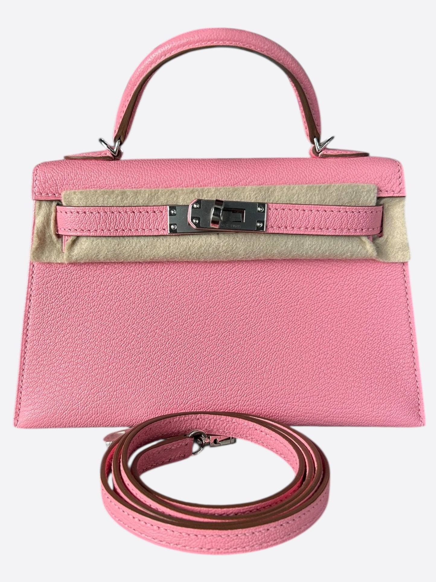 Hermes Pink Lambskin Mini Kelly 20