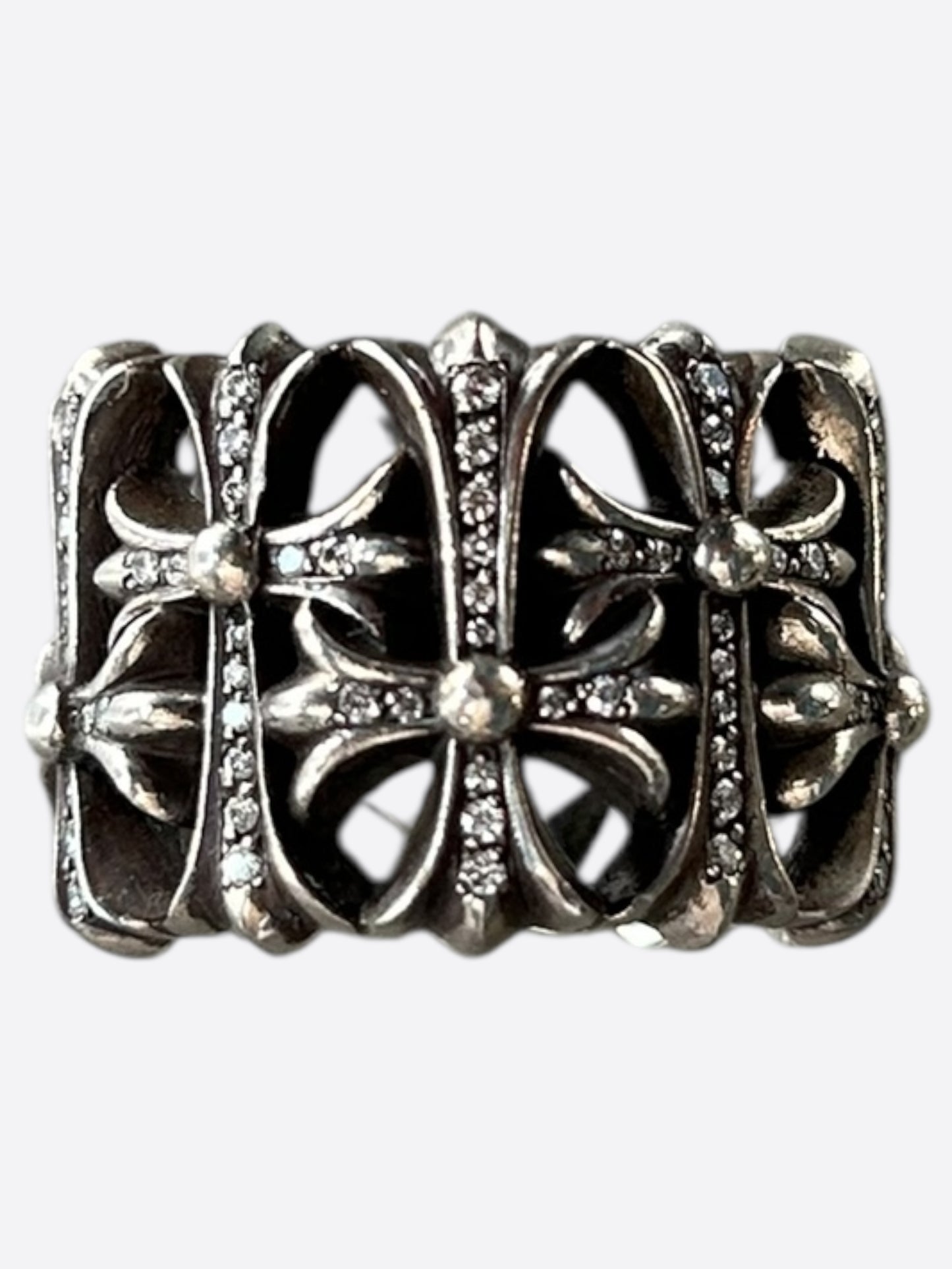 Chrome Hearts Silver & Diamond Cemetery Ring