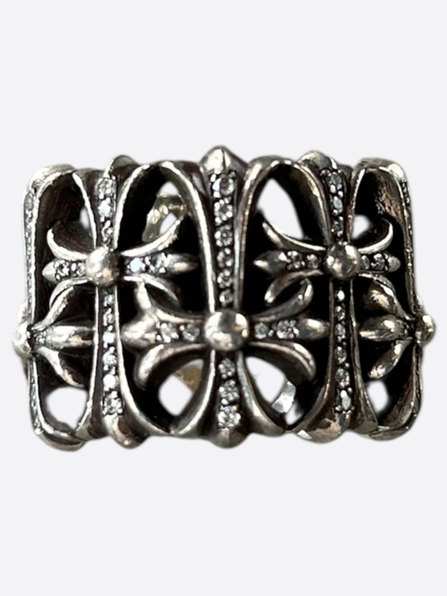 Chrome Hearts Silver & Diamond Cemetery Ring