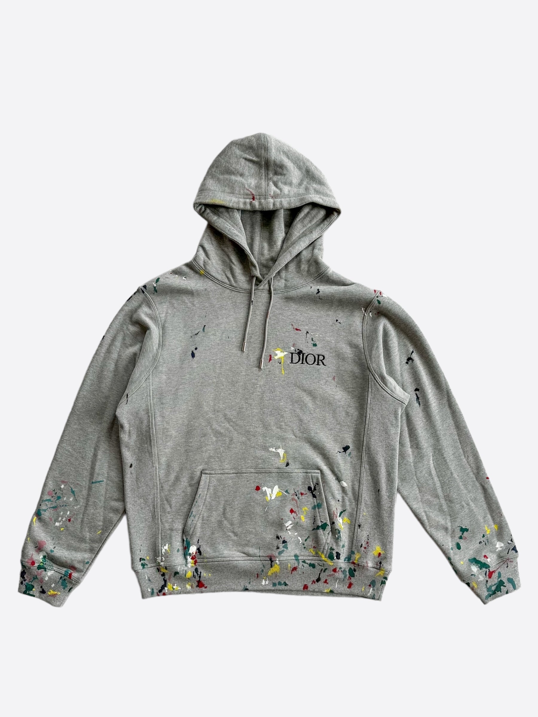 Dior Grey Paint Splatter Embroidered Logo Hoodie – Savonches