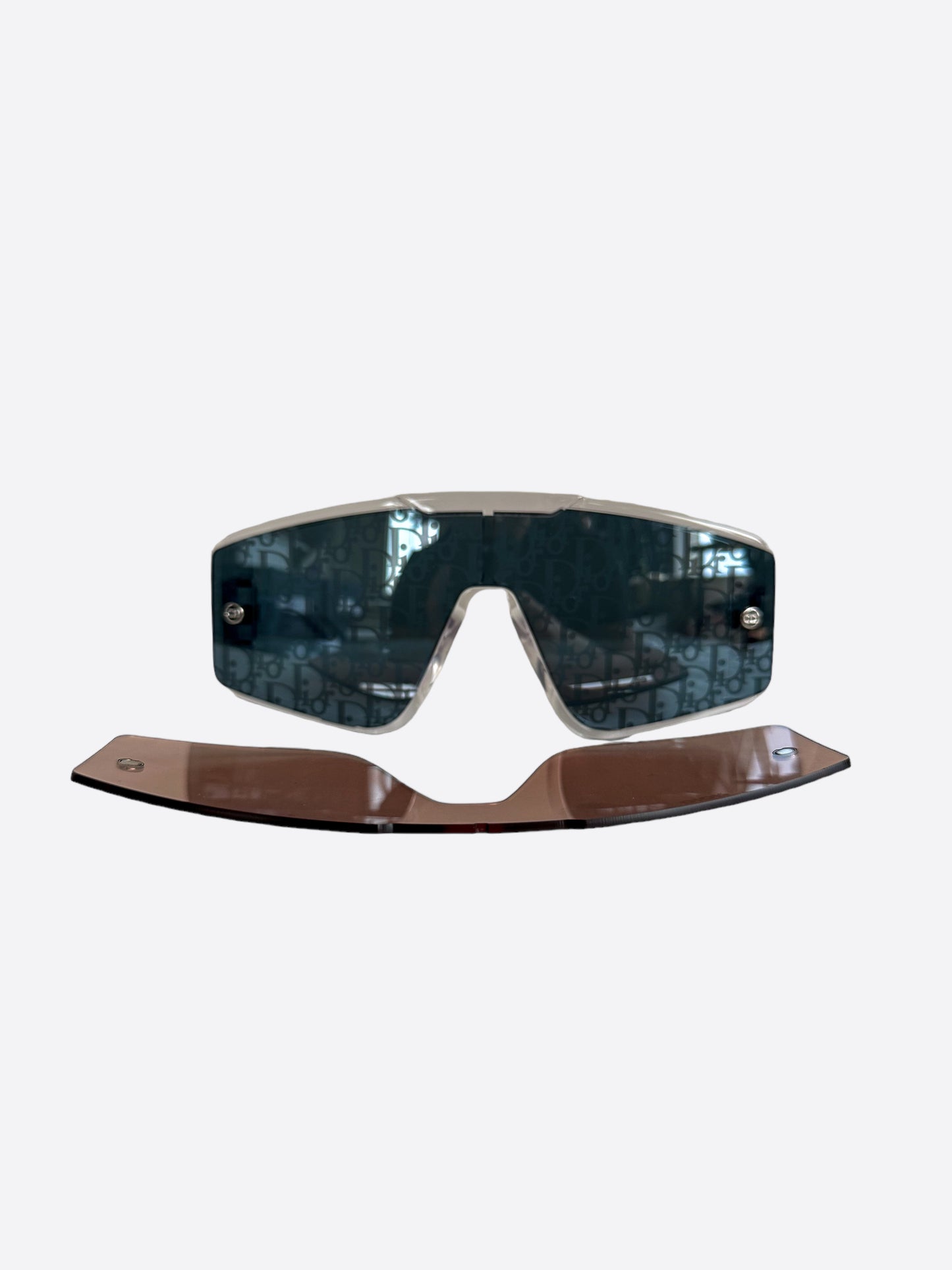 Dior Transparent & Blue Oblique Mask Sunglasses