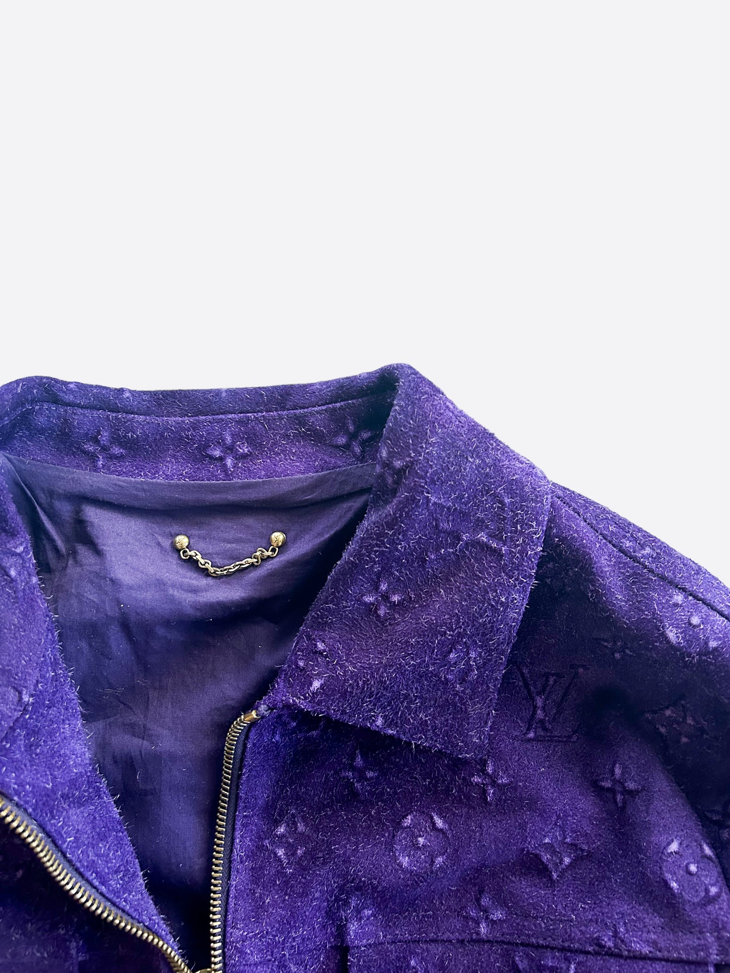 Louis Vuitton Purple Embossed Monogram Suede Workwear Jacket