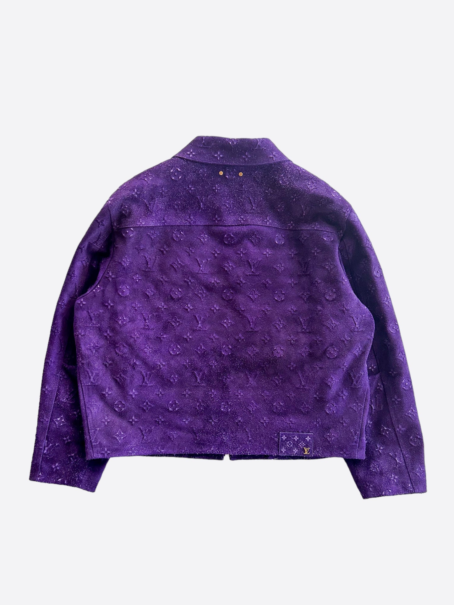 Louis Vuitton Purple Embossed Monogram Suede Workwear Jacket
