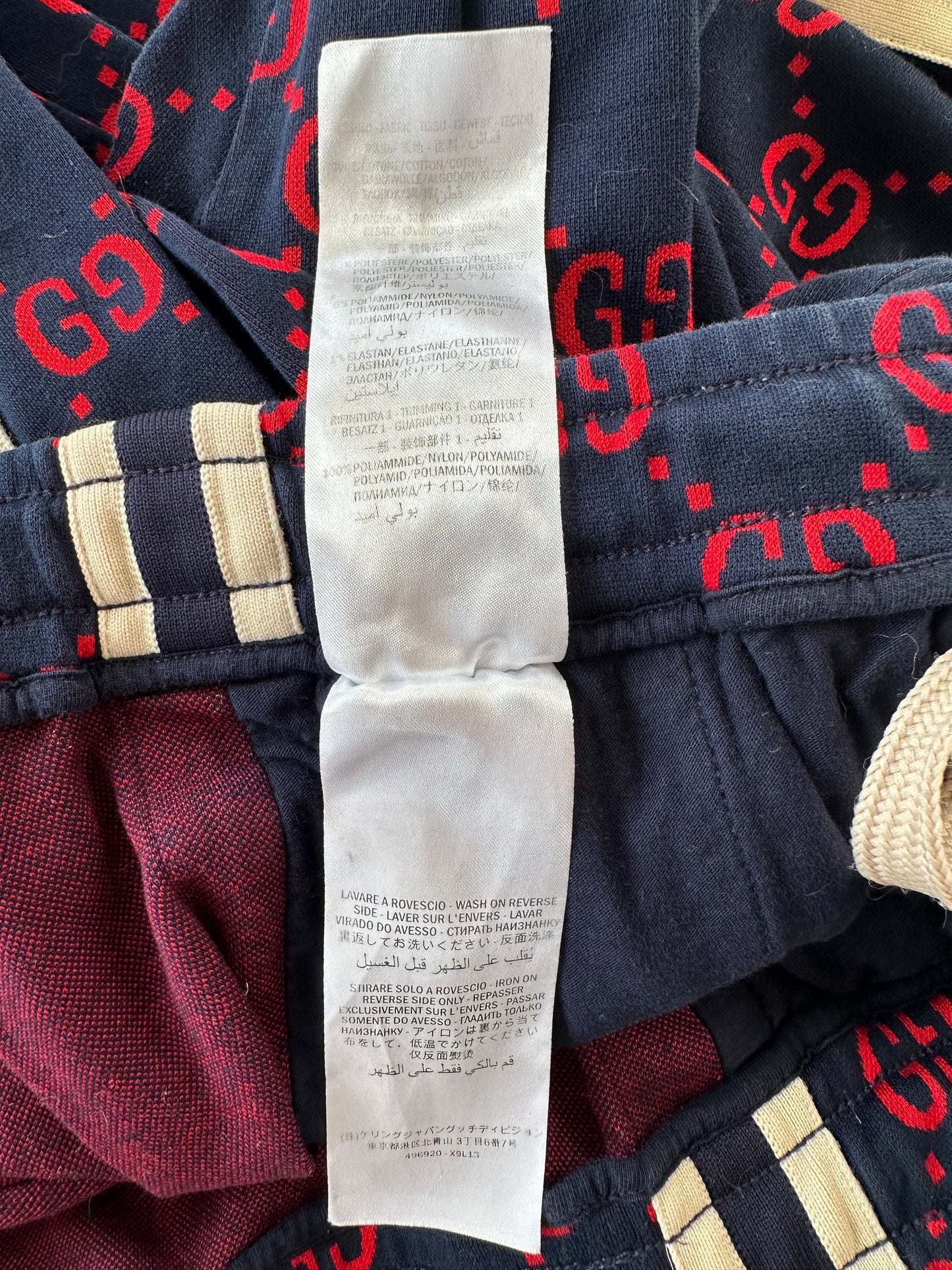 Gucci Navy & Red GG Monogram Jacquard Track Pants