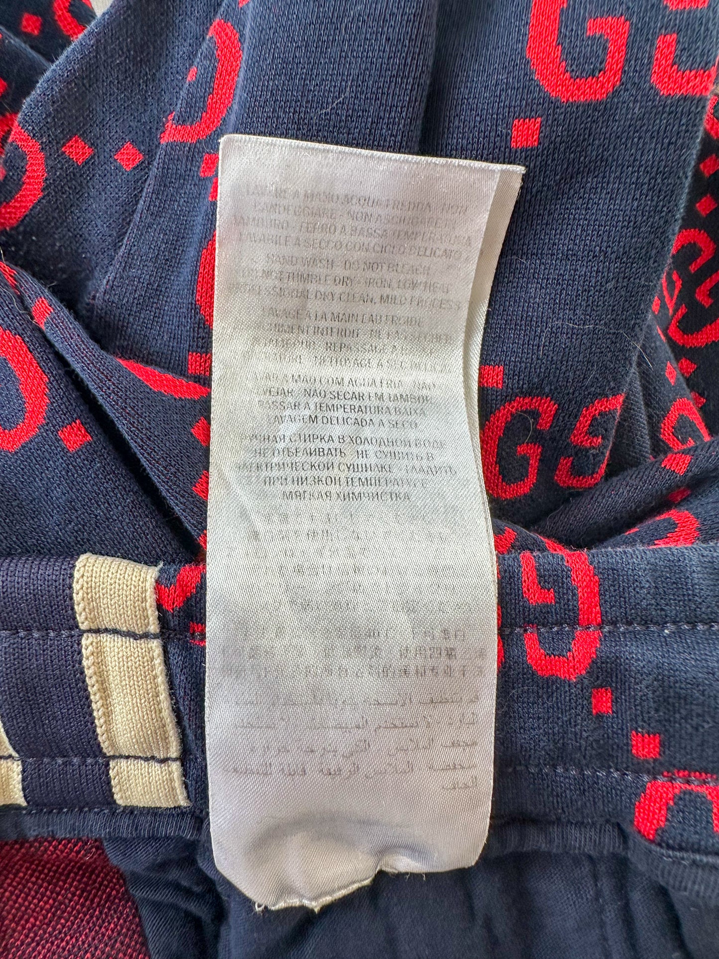 Gucci Navy & Red GG Monogram Jacquard Track Pants