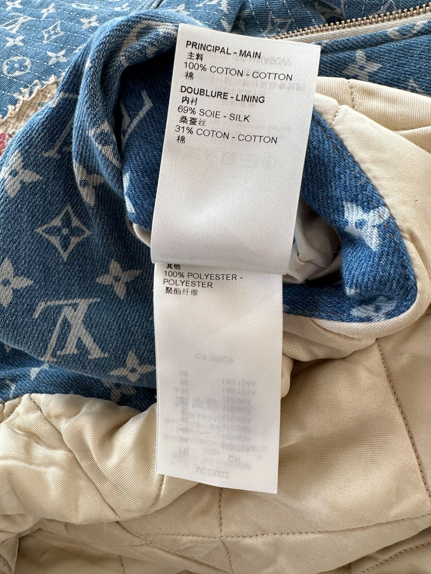 Louis Vuitton Blue Monogram Distressed Floral Workwear Jacket