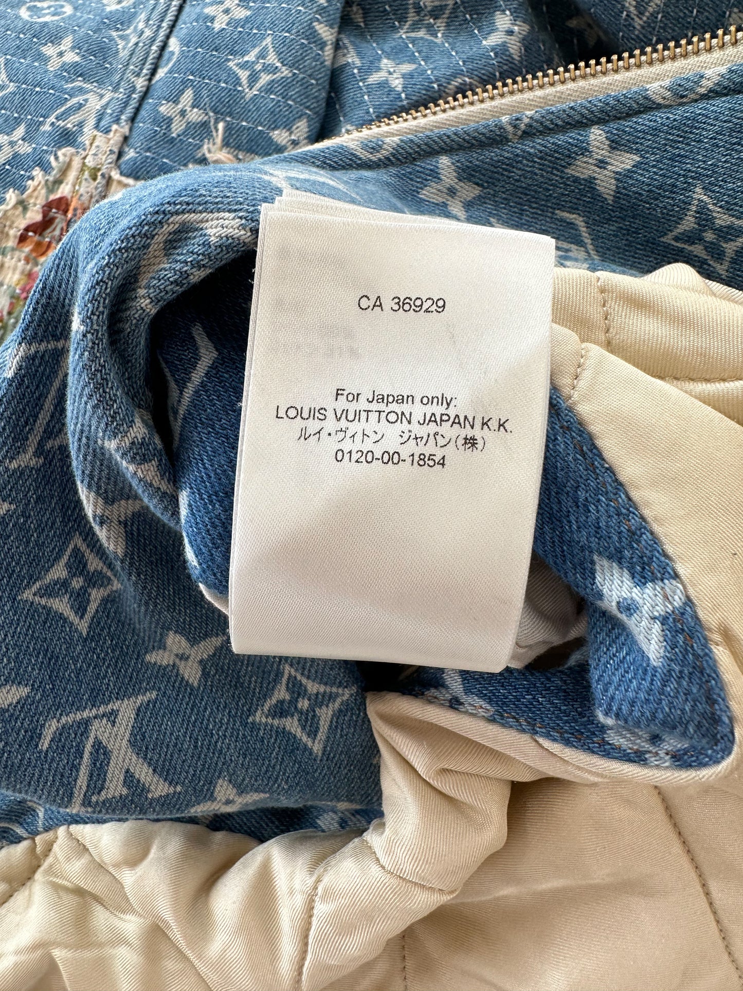 Louis Vuitton Blue Monogram Distressed Floral Workwear Jacket