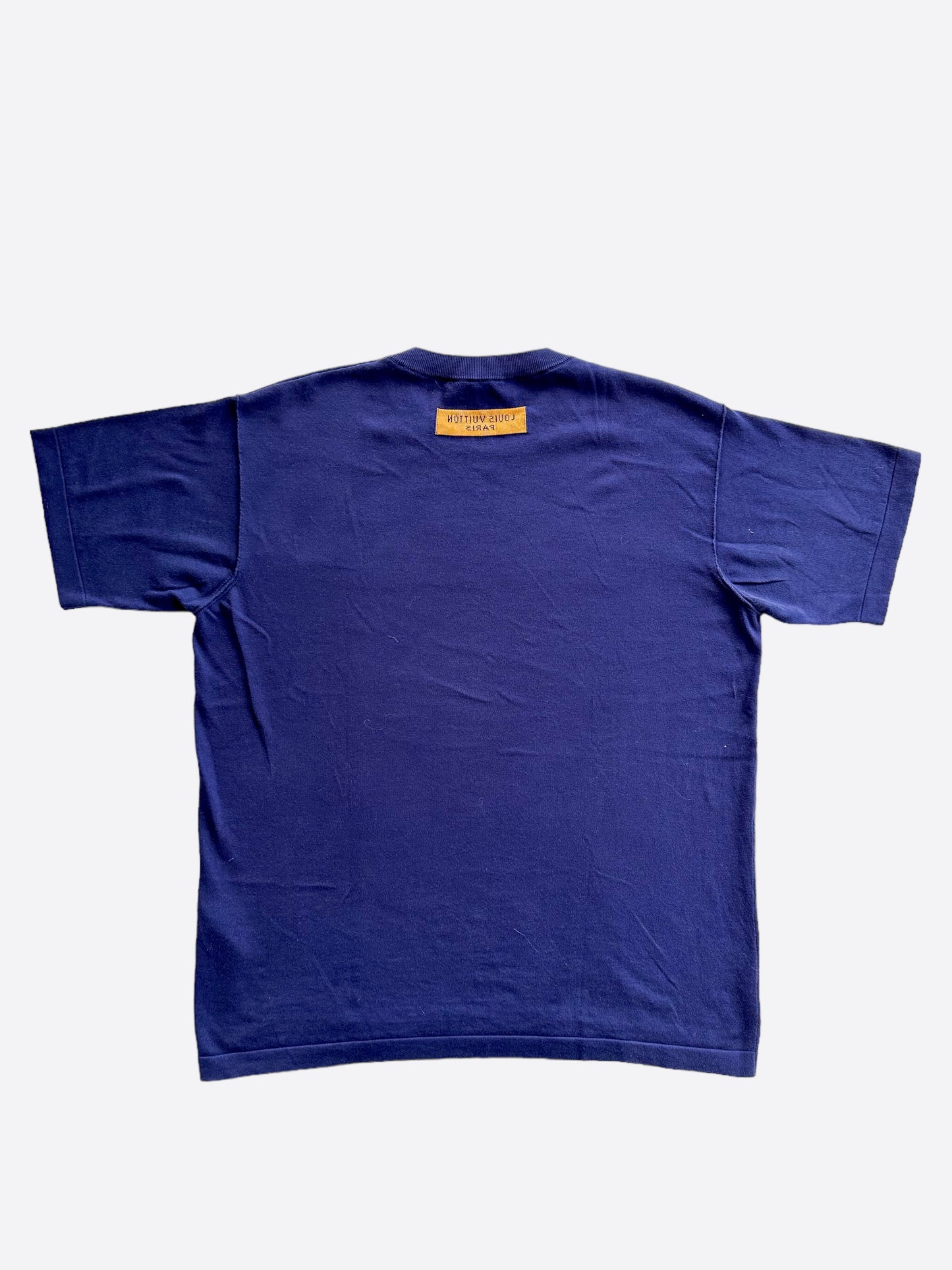 Louis Vuitton Blue & White Script Logo Intarsia T-Shirt