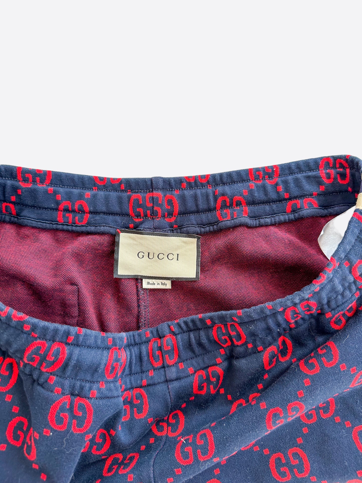Gucci Navy & Red GG Monogram Jacquard Track Pants