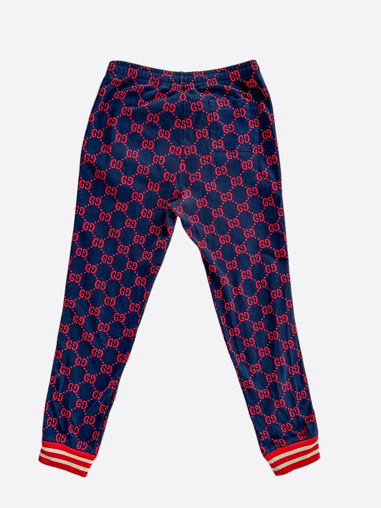 Gucci Navy & Red GG Monogram Jacquard Track Pants