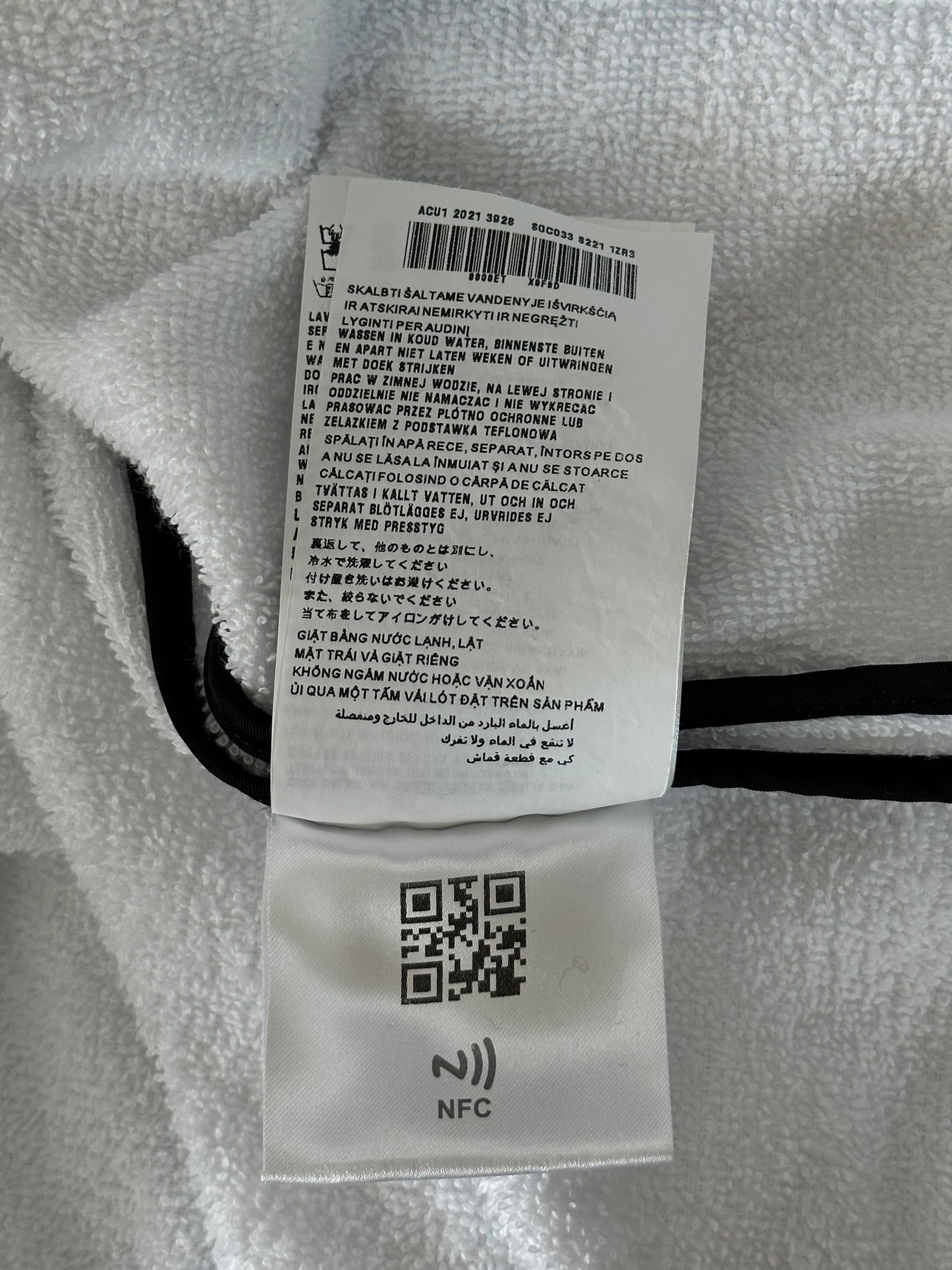 Prada White & Black Towel Logo Zip Up Hoodie