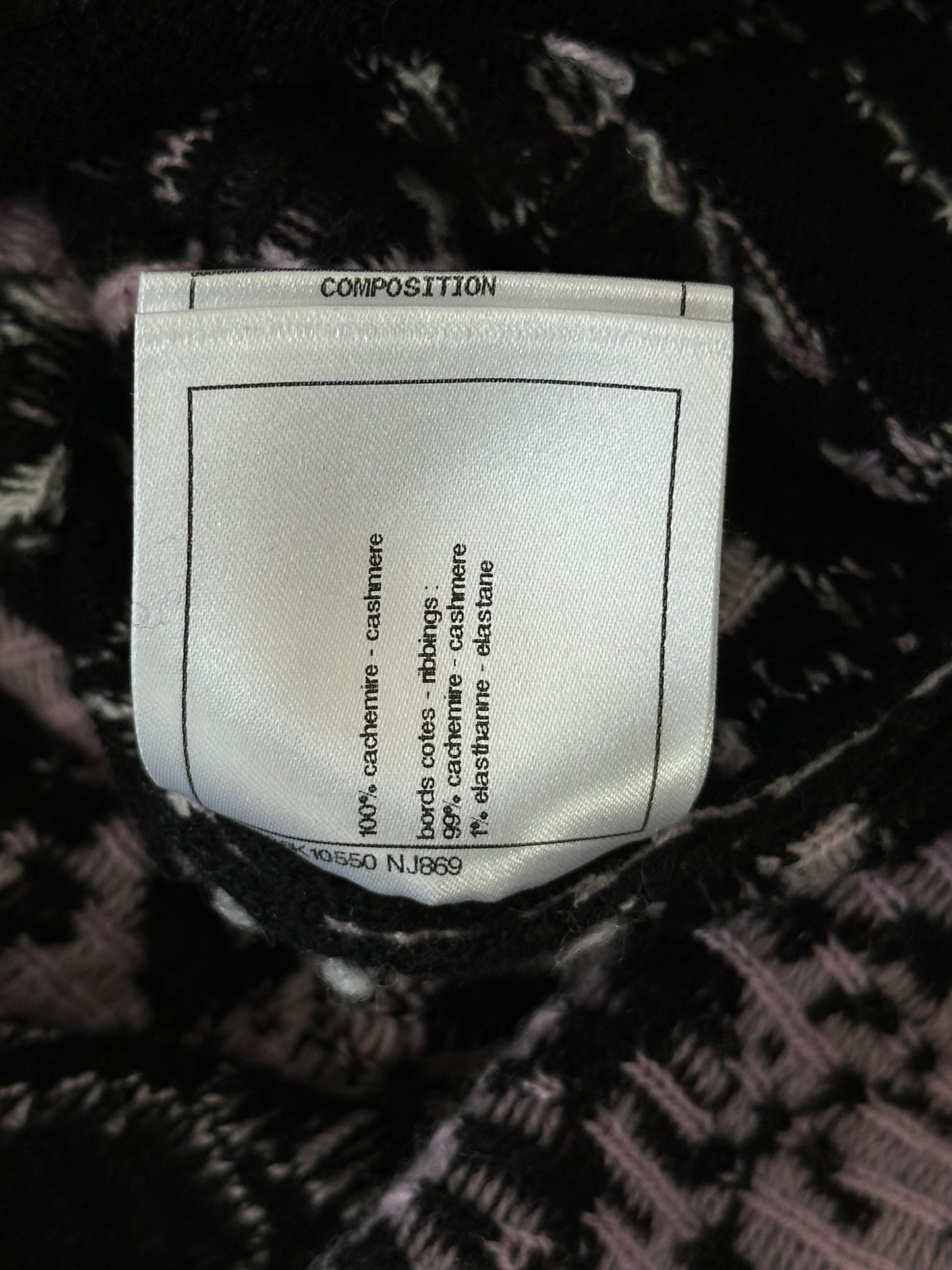 Chanel Black Pink & White All-Over Print Cashmere Hoodie