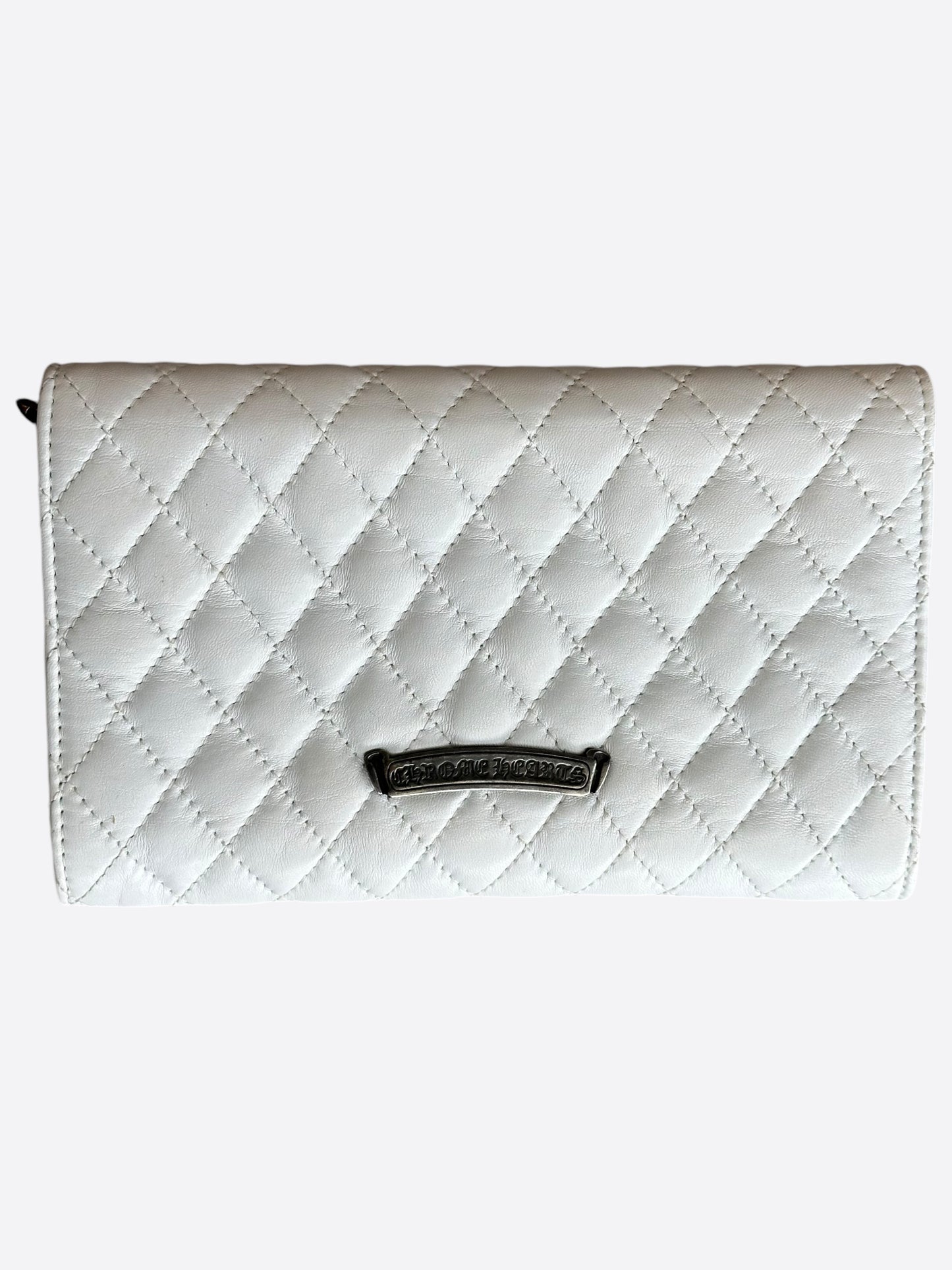 Chrome Hearts White Quilted Cross Wallet