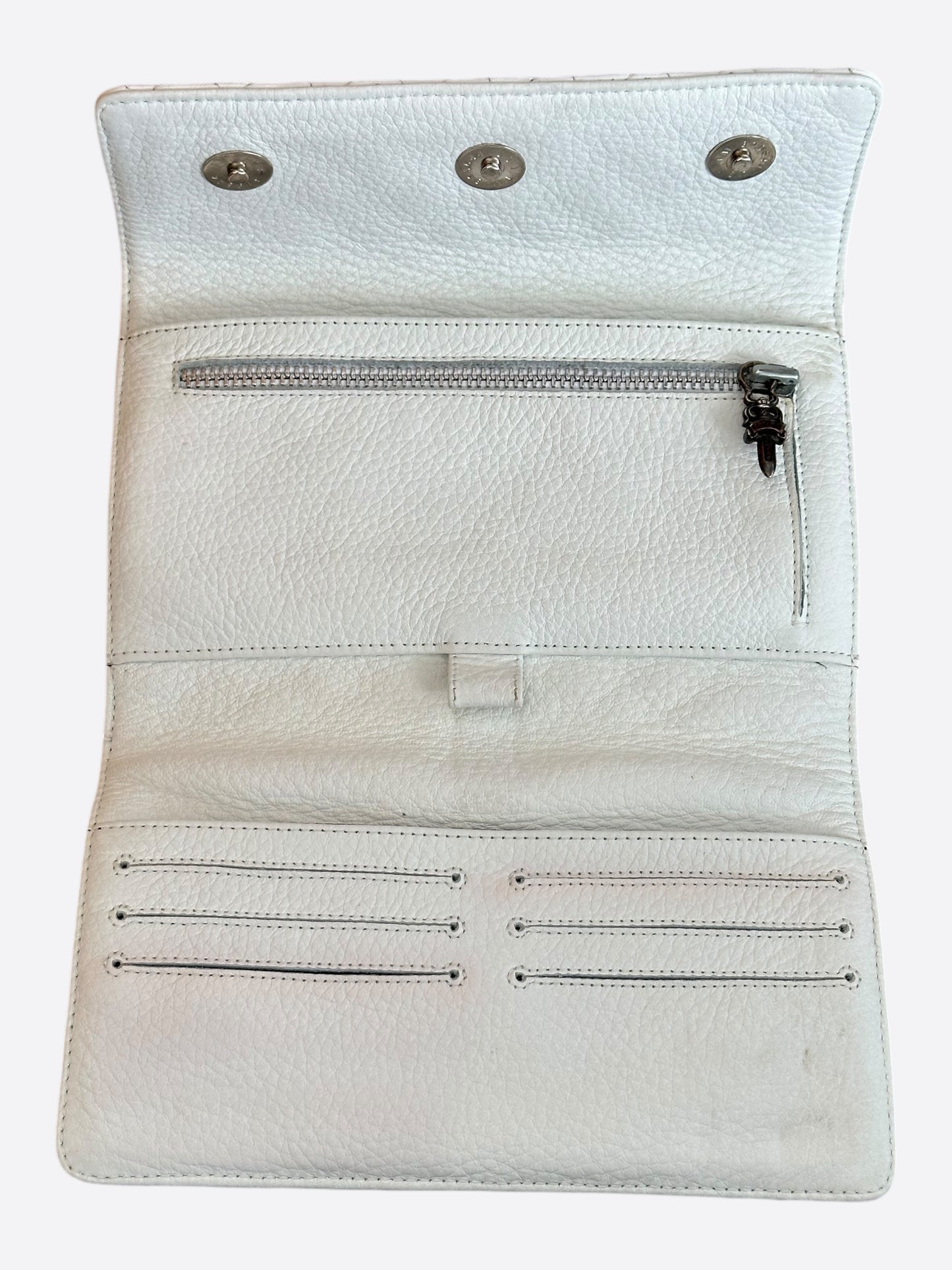 Chrome Hearts White Quilted Cross Wallet