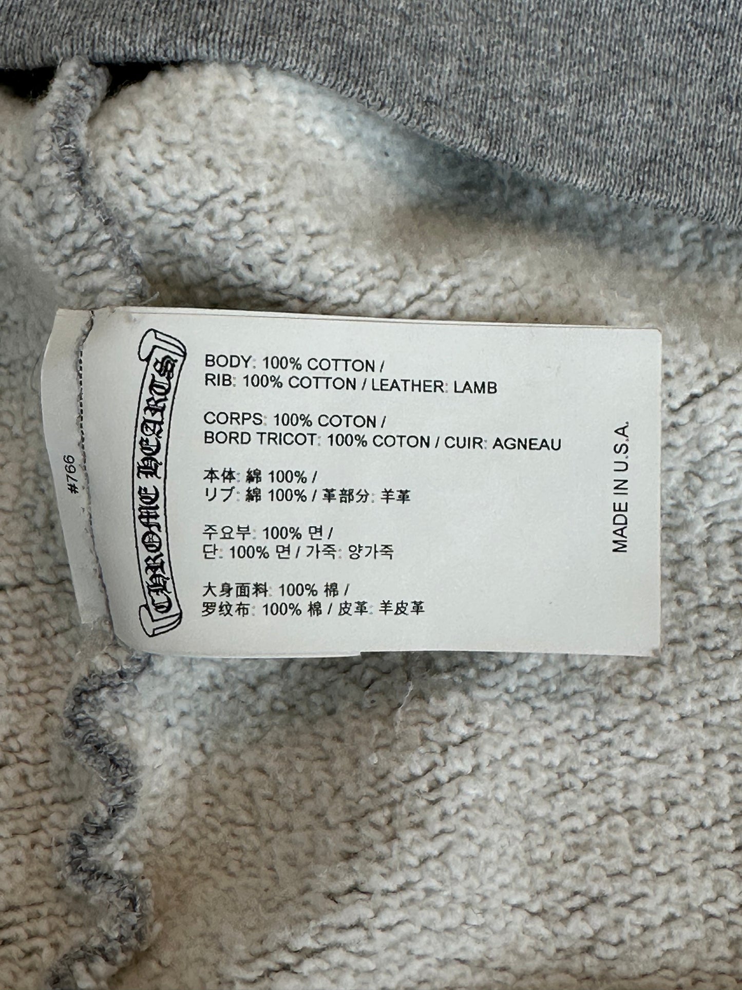Chrome Hearts Grey & Black Triple Cross Patch Paper Jam Zip Up Hoodie