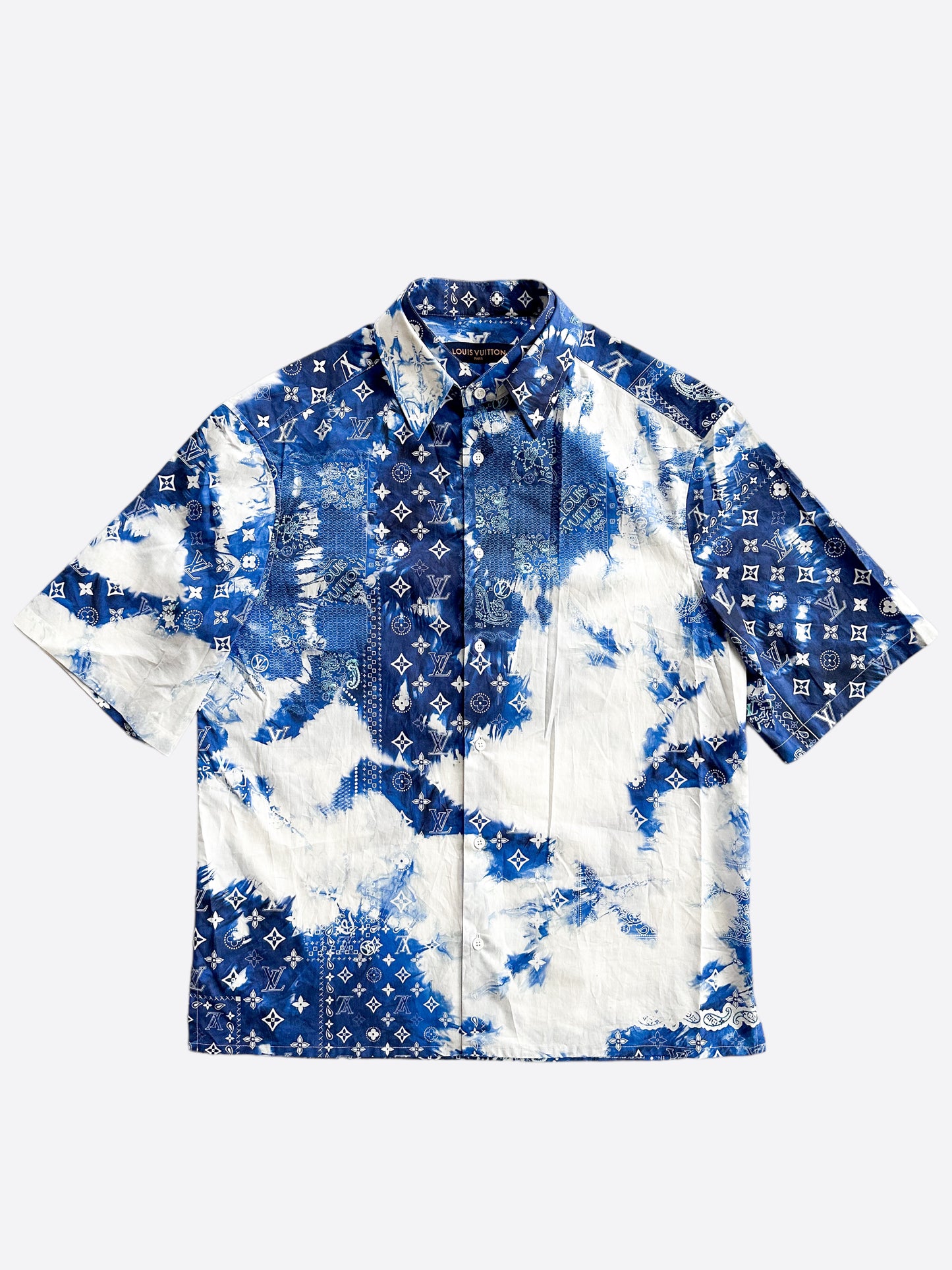 Louis Vuitton Blue Monogram Bandana Button Up Shirt