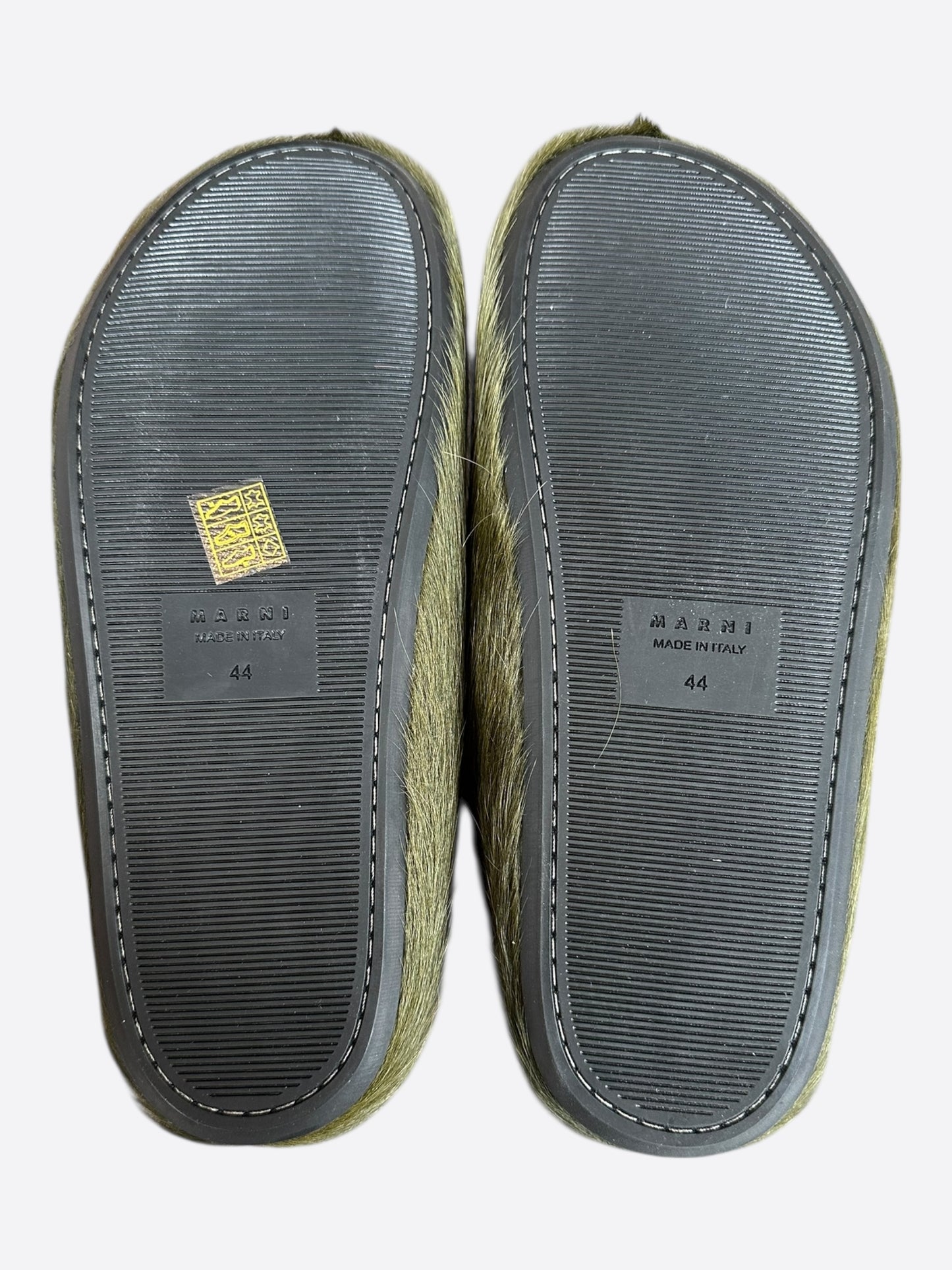 Marni Olive Calfskin Fussbett Sabot Slides