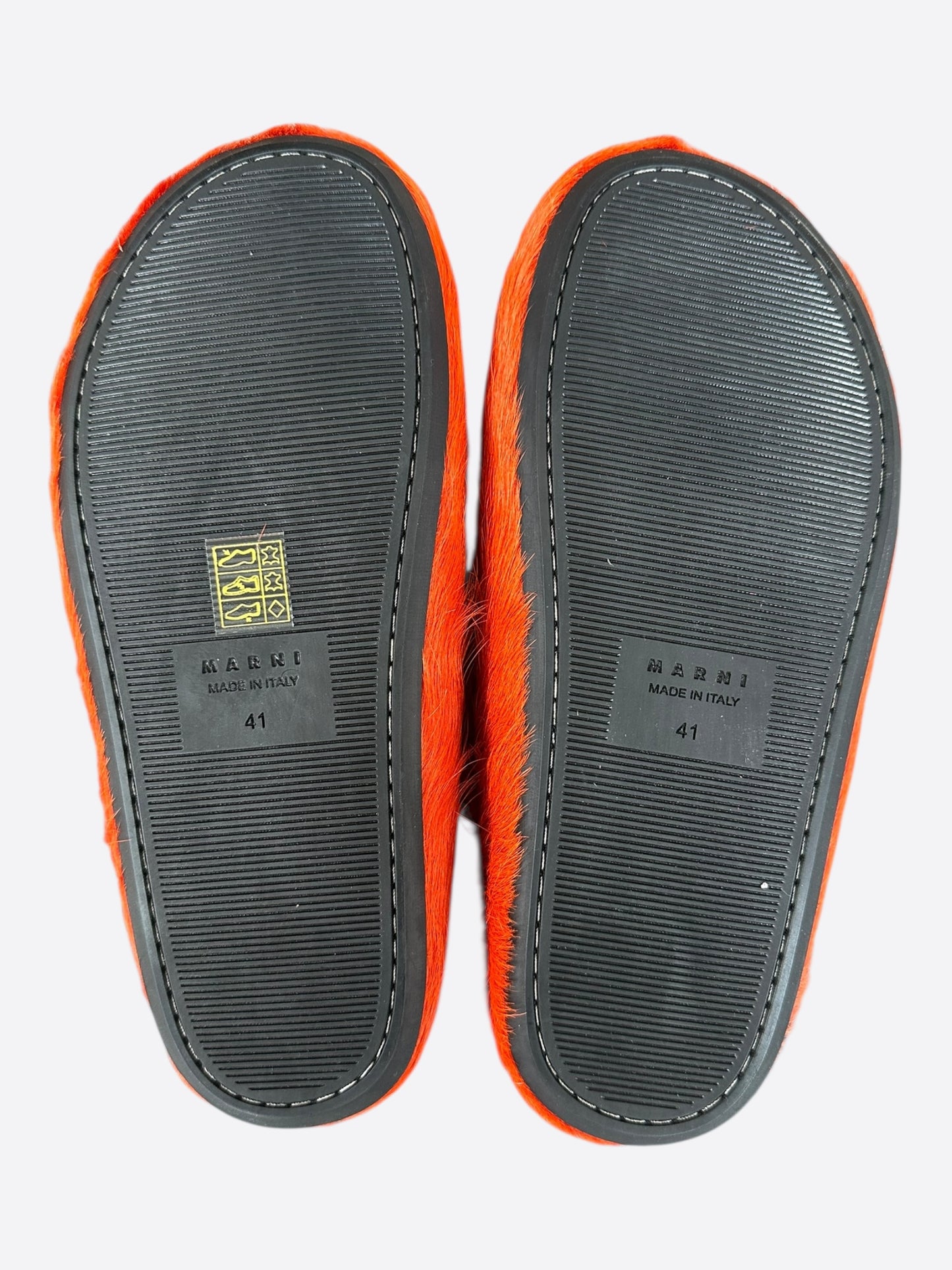 Marni Orange Calfskin Fussbett Sabot Slides